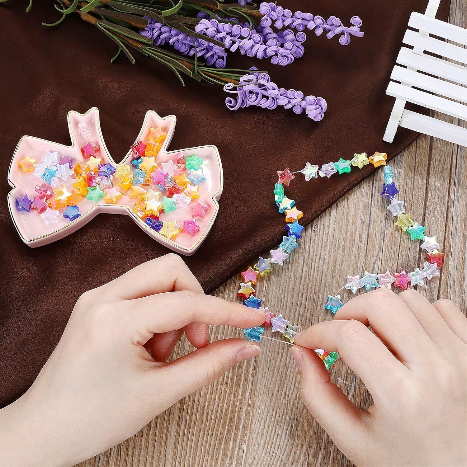 500 PCS Star Shape Beads, Acrylic Assortments Colorful Cute Loose Beads, AB Colorful Bead for Friendship Bracelet DIY Necklace Jewelry Craft Making - Image 6