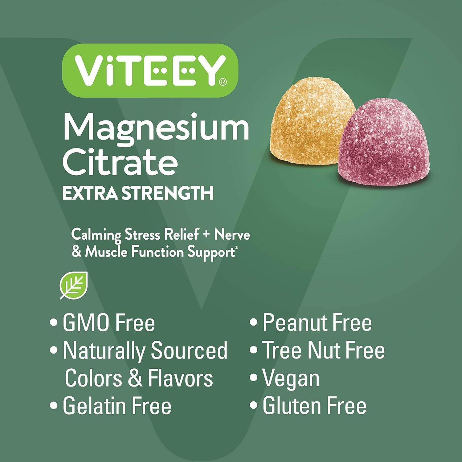 VITEEY Magnesium Gummies for Adults - 170mg of Magnesium Citrate Gummy for Calm, Sleep, Nerve & Muscle Function Support - Vegan, Gluten Free - 120 Count