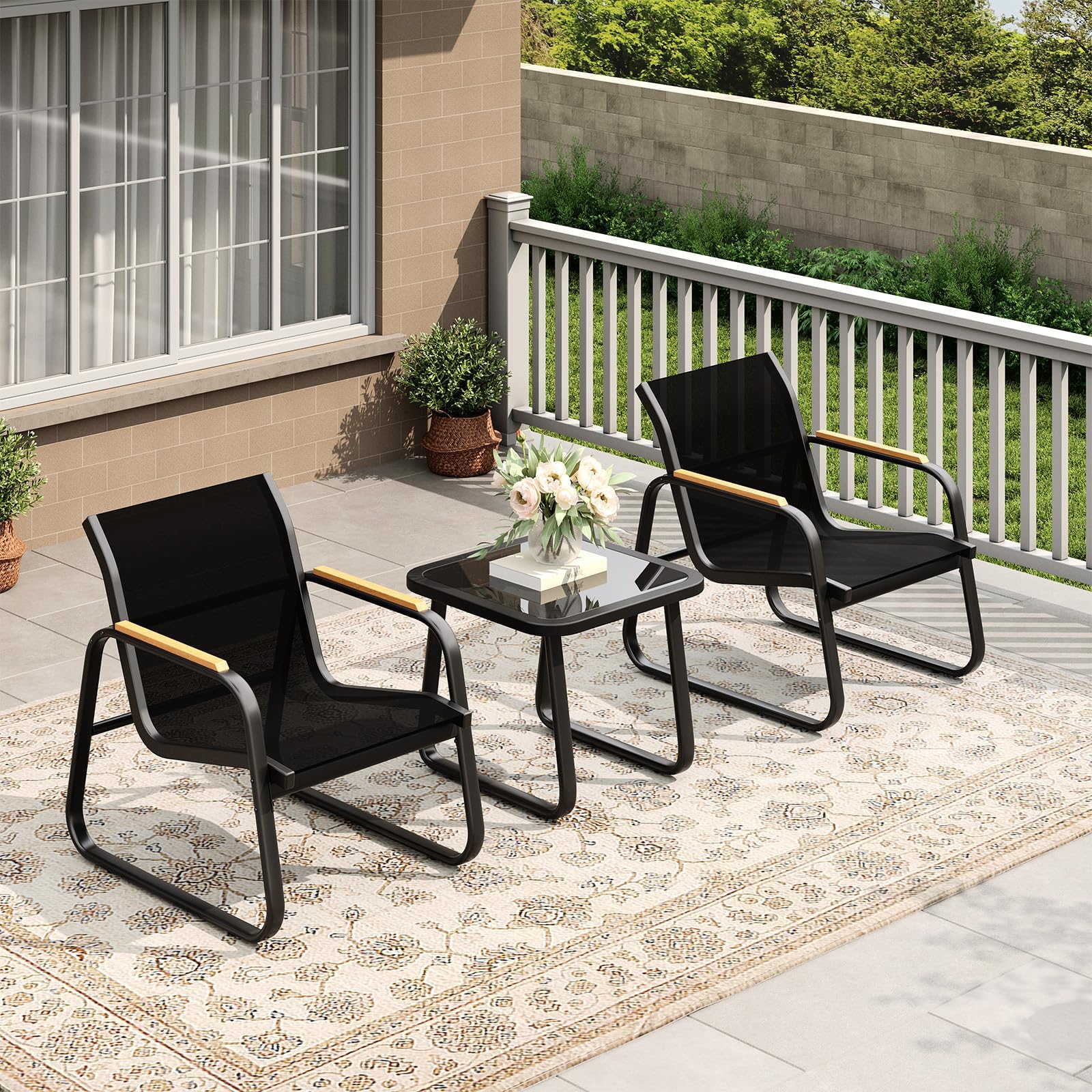 Garvee Salon de Jardin Extérieur 2 Place en Résine Tressée
