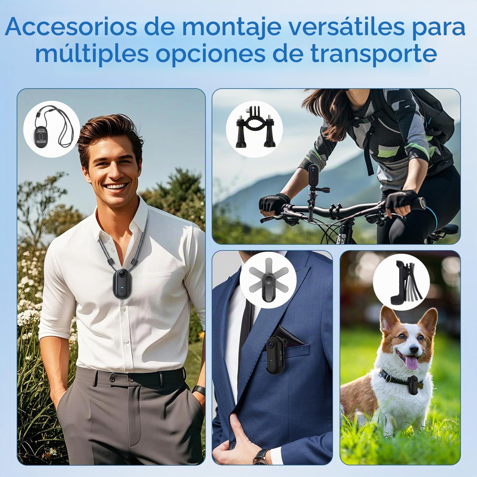 Cámara Acción 360° 1080P con 64 GB Tarjeta de Memoria, Mini Camara Deportiva Buceo Impermeable, WiFi Vlog Cámara Casco Moto Magnético Camera Deportiva Pequeña, Bodycam Video para Ciclismo Mascotas