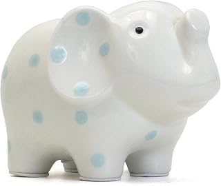 Child to Cherish Ceramic Elephant Piggy Bank for Boys, Blue Polka Dots