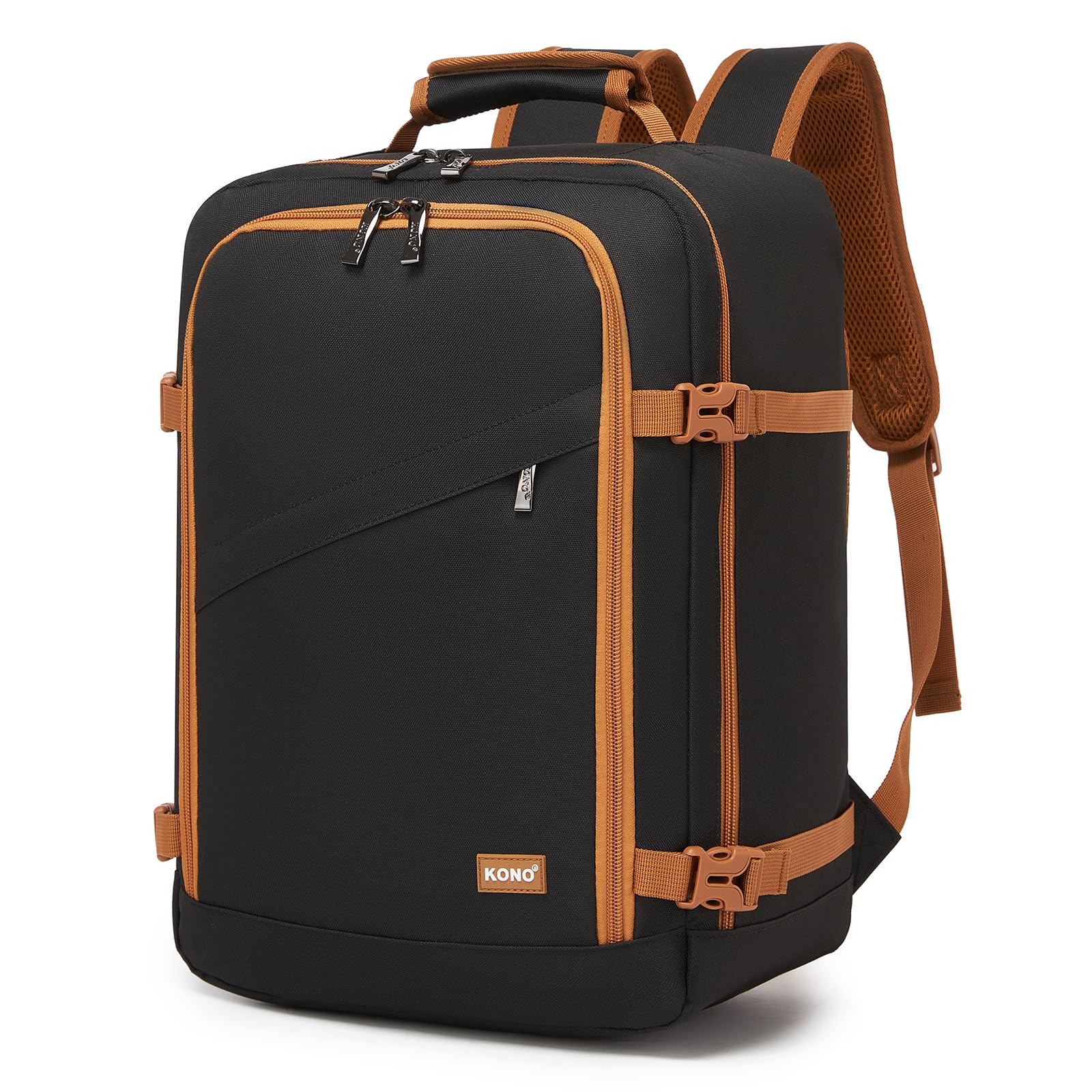 KONO Zaino Ryanair 40x30x20, Bagaglio a Mano, Nero/Marrone