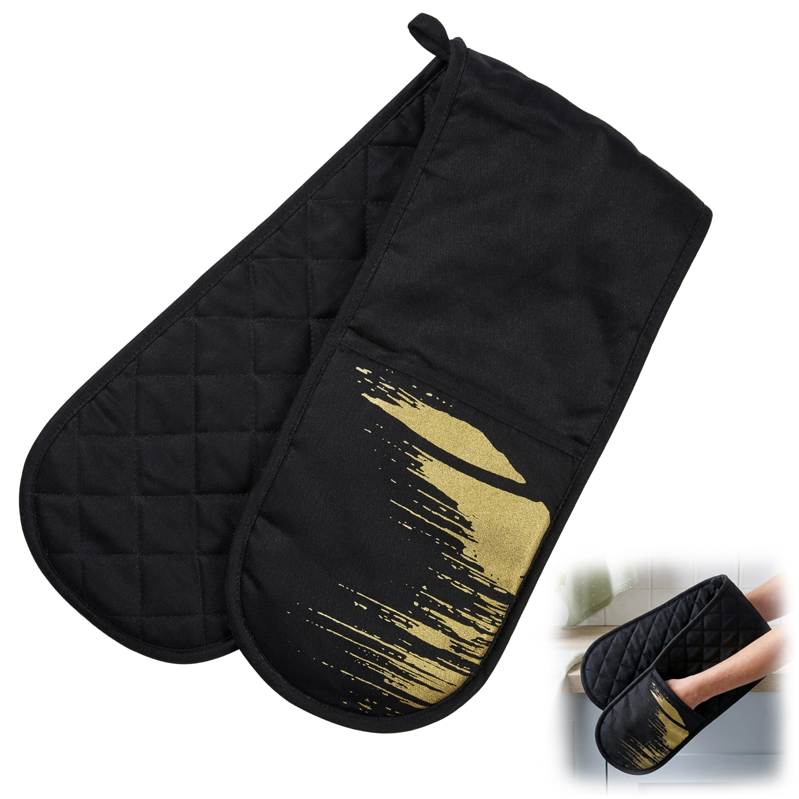 B&Q -  Double Oven GloveBold Geometric Pattern With Quilted Heat-Resistant PaddingProtects Both Hands