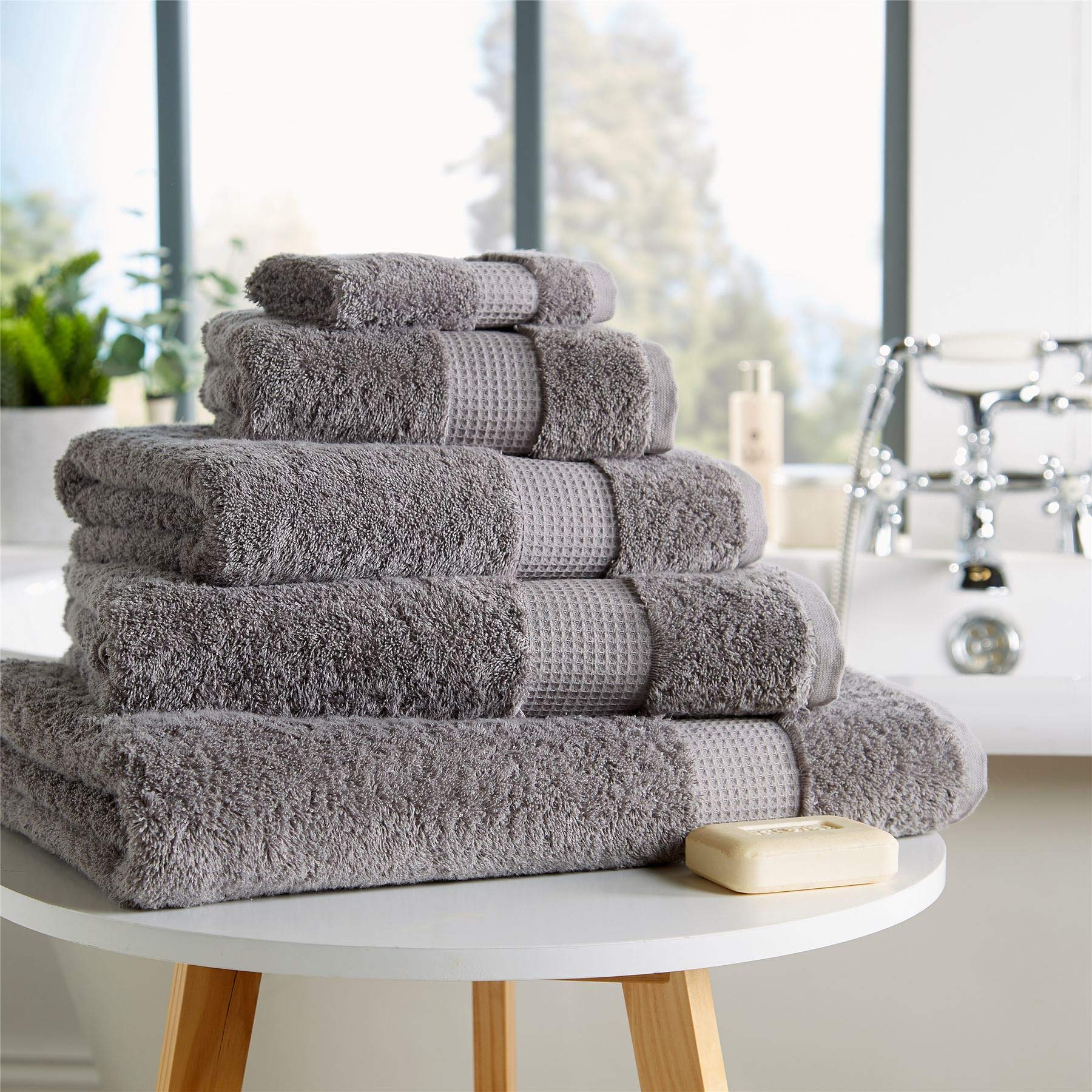 Olivia Rocco Egyptian Cotton Towels, Luxe Collection Towel 700 GSM, Hand Towel Silver