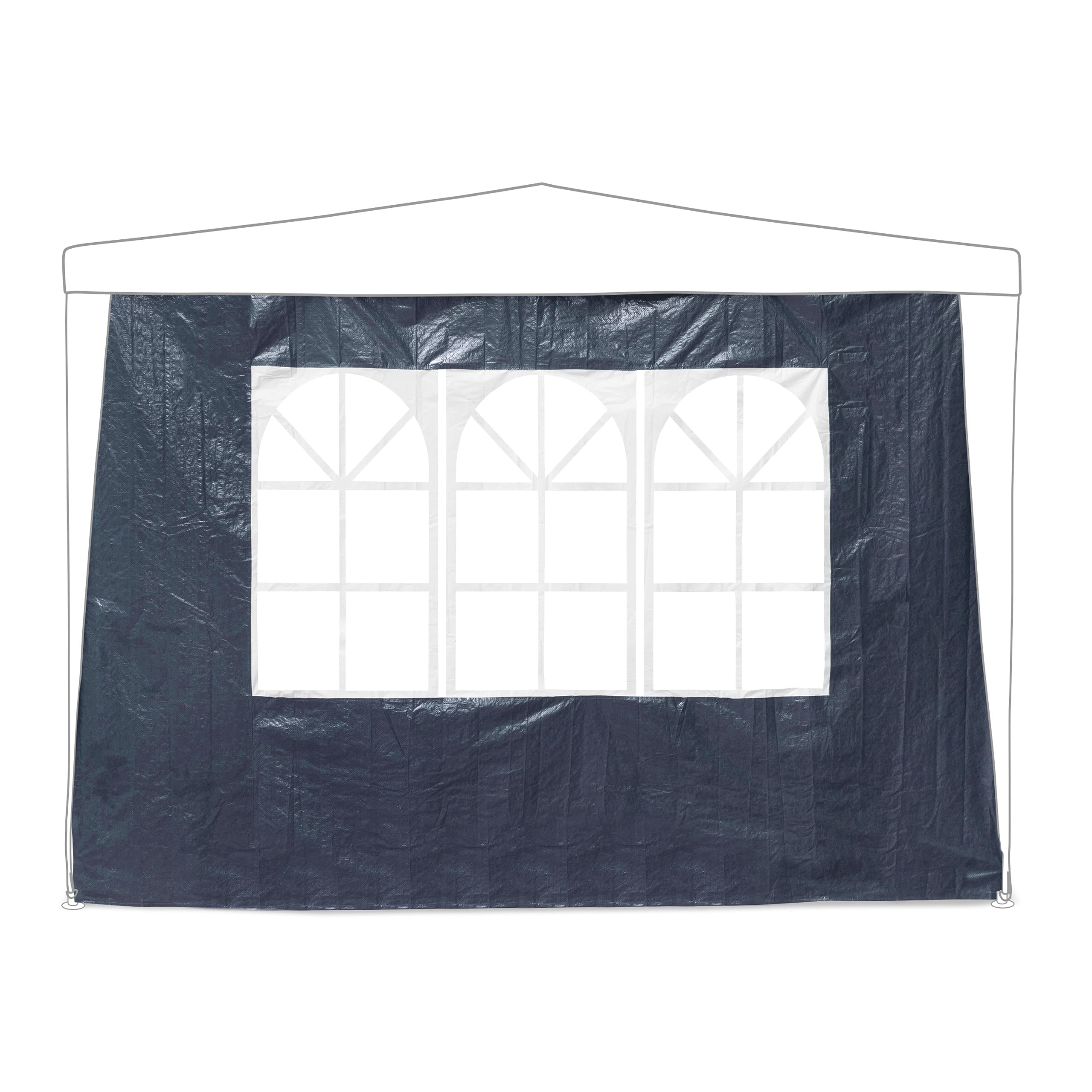 Relaxdays Tende per Gazebo Laterali, Set da 4, Telo Impermeabile in PVC, Pareti 3x2 m, 3 con Finestre, Parasole, Blu
