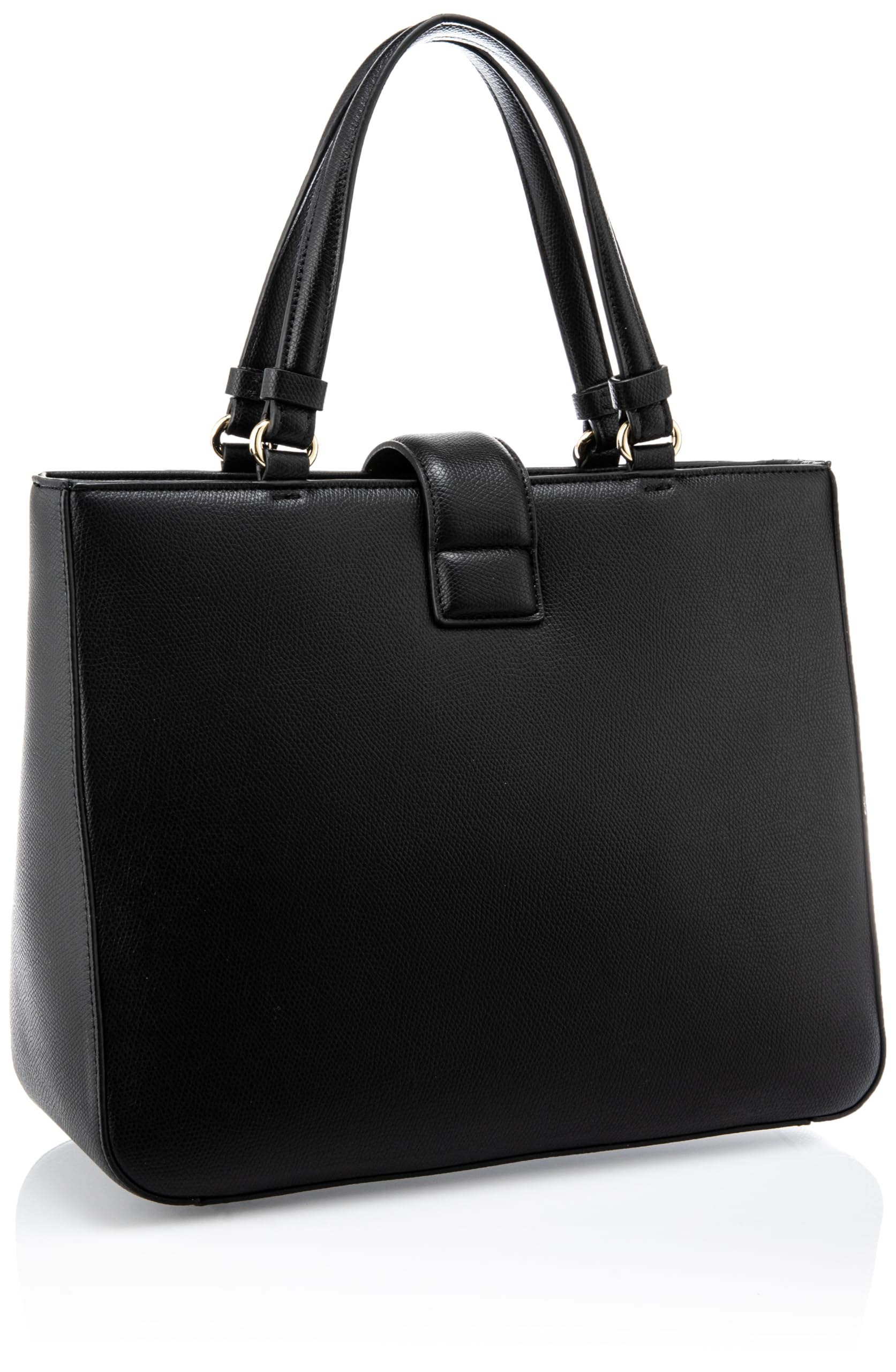 Armani Exchange Donna Amy, Sustainable, Gold Logo Plate Tote Bag M, nero
