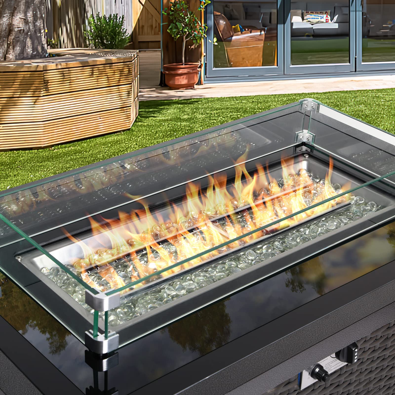 UMAX 44in Outdoor Propane Gas Fire Pit Table, 50,000 BTU AutoIgnition