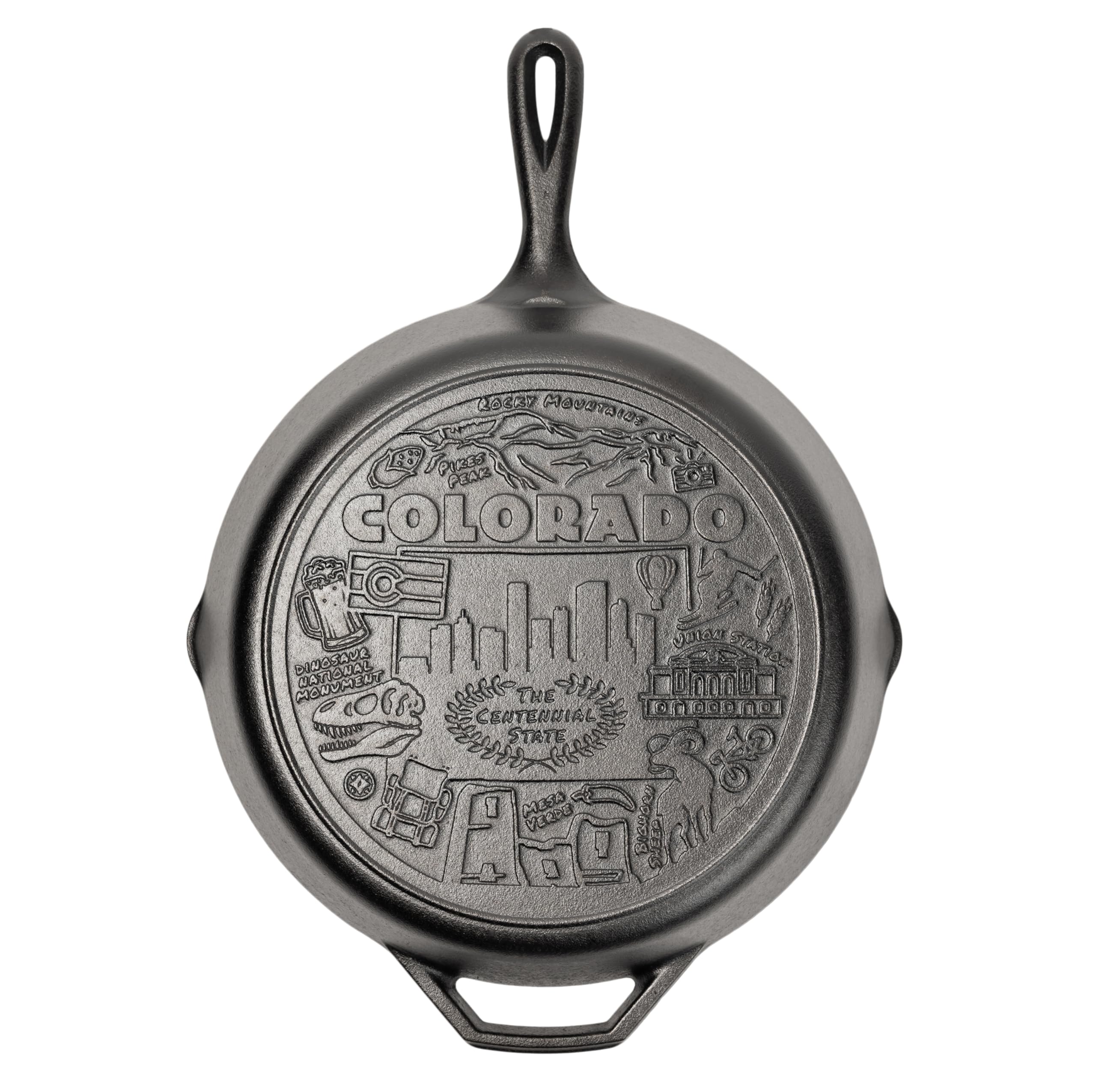 Lodge 12 Inch Cast Iron Skillet – Pre-Seasoned Frying Pan with Teardrop Handle – Oven, Stovetop, Grill & Campfire Use – Made in USA – Non-Toxic, Even-Heating Cookware – Colorado