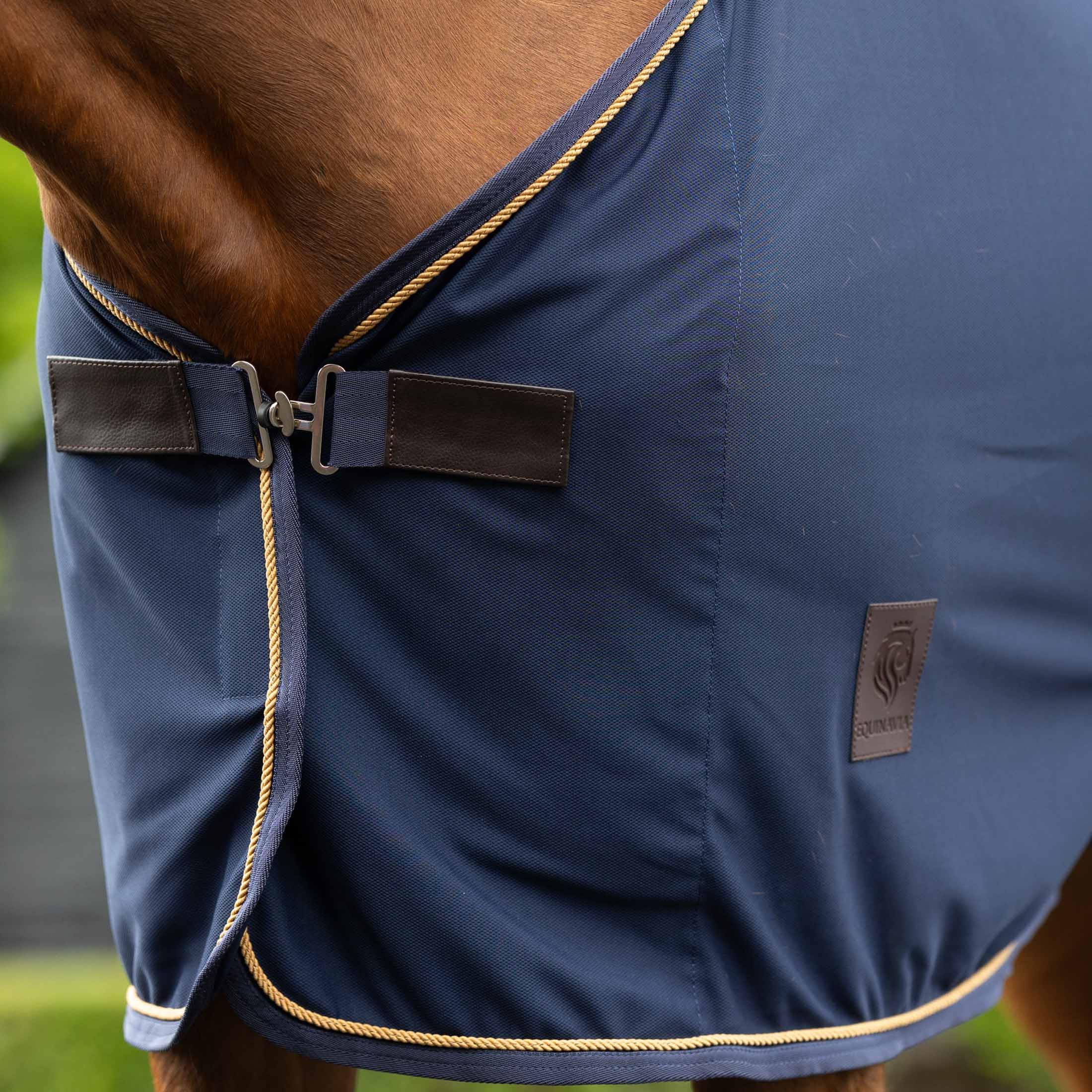Equinavia Torr - Manta de forro polar de secado rápido para caballos con alivio Wither - Azul marino - 74 pulgadas