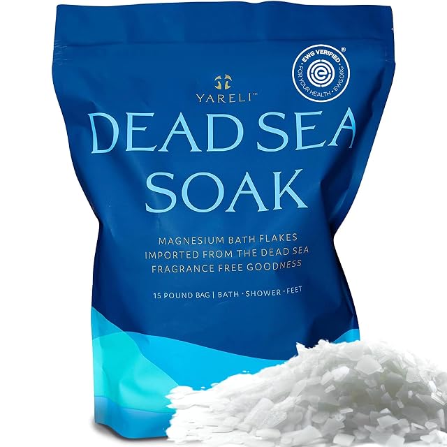 Yareli Magnesium Flakes 15lb Dead Sea Bath Foot Soak Alternative to Epsom Salt with Over 800 000mg of