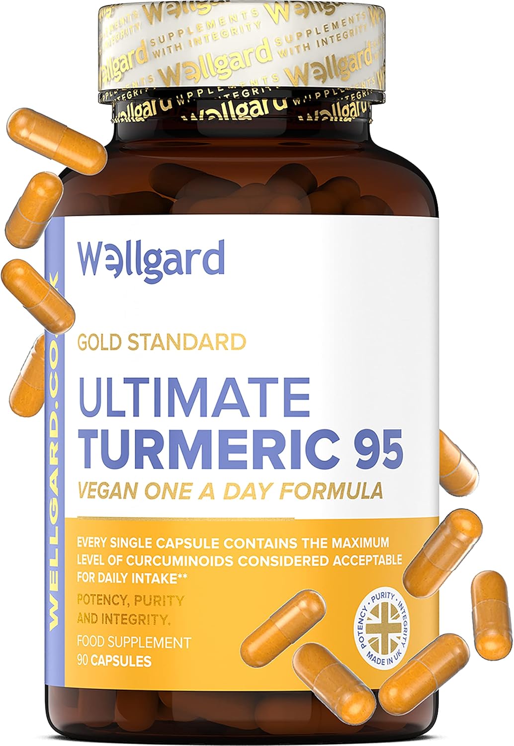 Turmeric Capsules High Strength by Wellgard, Turmeric 95, Curcumin