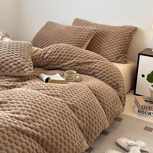 Miniatura 6 de ZIQINPSQ Juego de funda de edredón de plumón de fibra texturizada, juego de funda de edredón de 3 piezas, juego de funda de edredón largo de plumón,