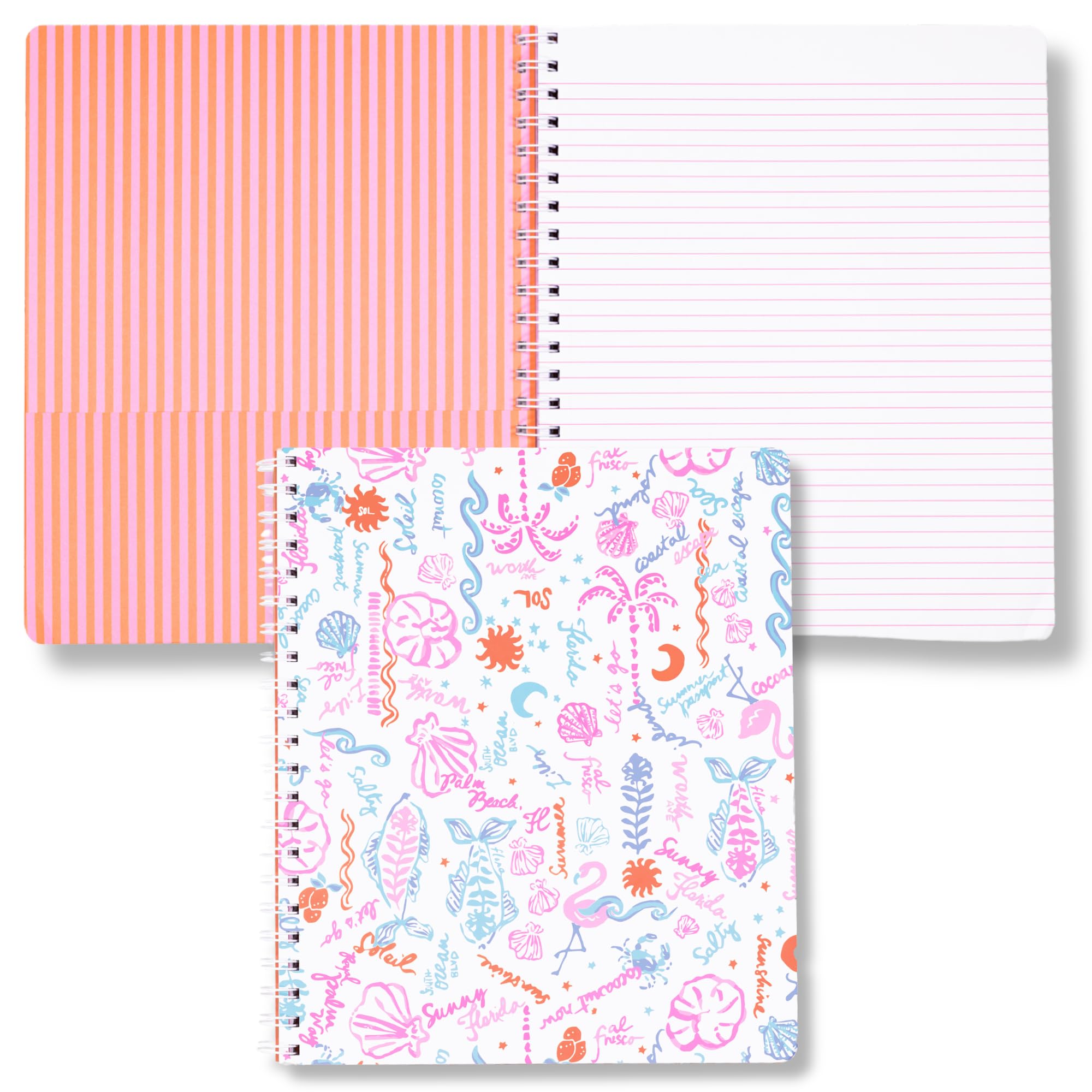 Lilly Pulitzer Large Hardcover Spiral Notebook, 11" x 9.5" with 160 College Ruled Pages (Summer Serenade)