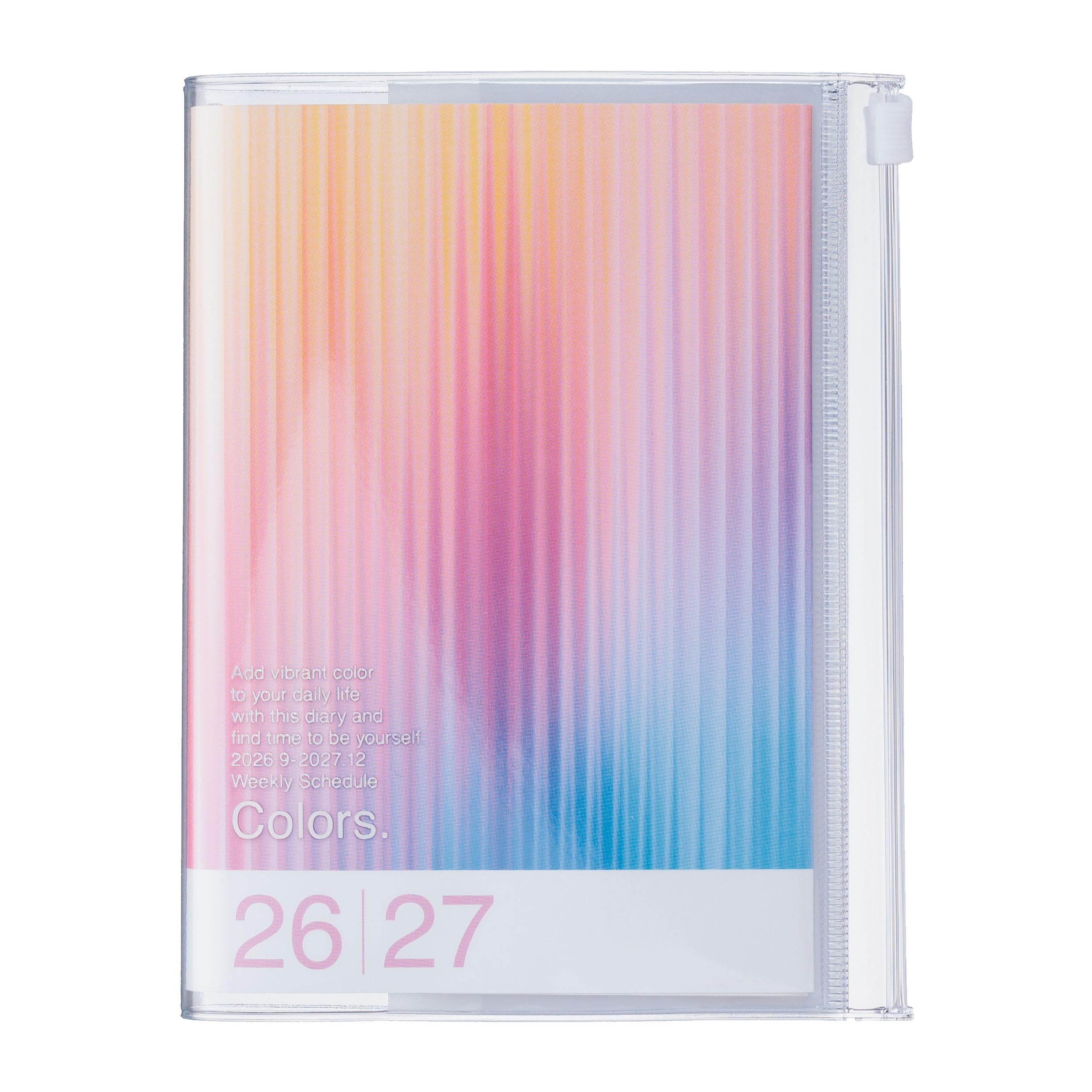 MARK'STYLE Agenda vertical semanal A6 de 16 meses (septiembre de 2026 a diciembre de 2027) con cubierta de PVC transparente suave, recargable, con bolsillo, para organización y planificación diarias