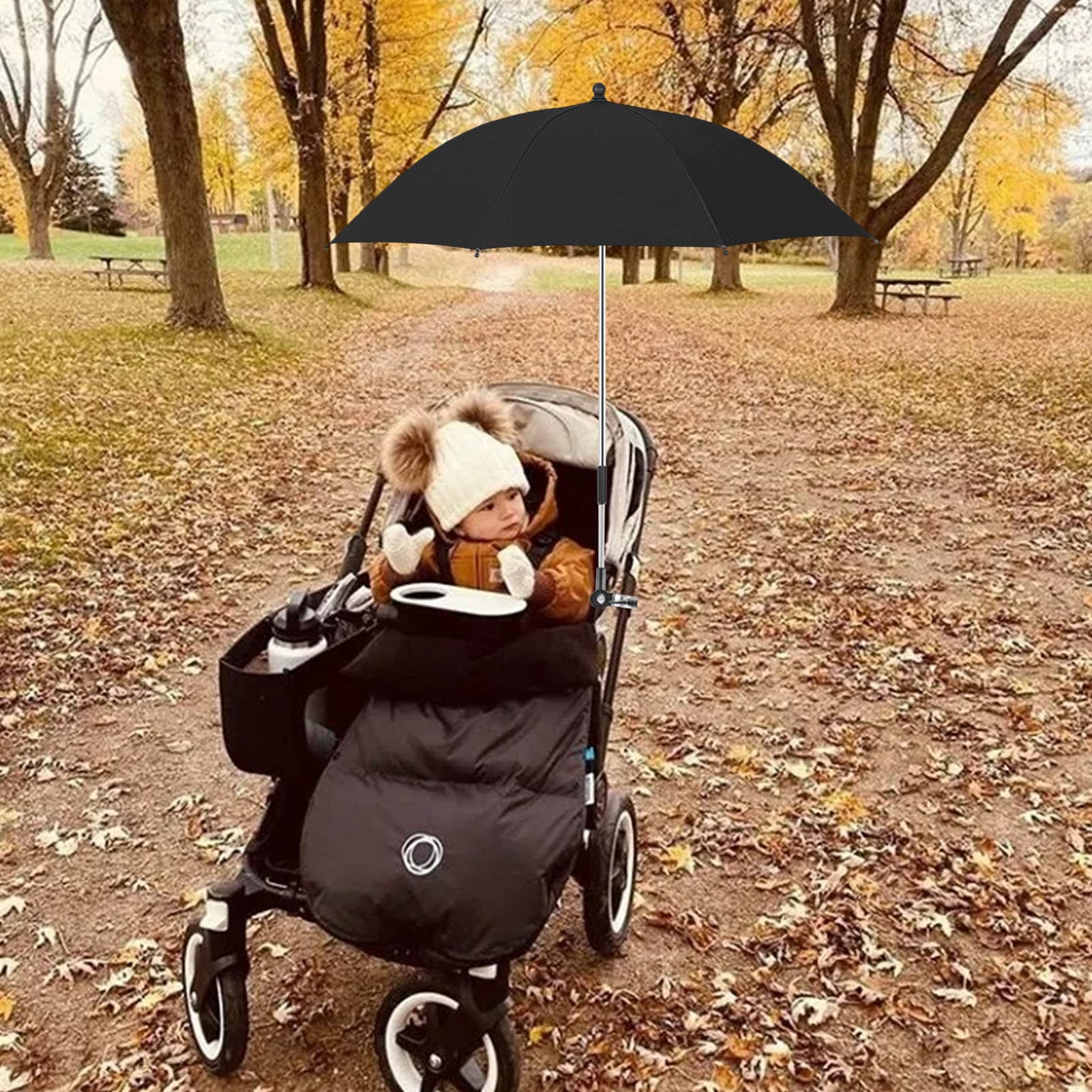 Sombrilla Cochecito Bebe Universal - Sombrilla Universal Para Carrito Bebe Y Paseo Protección Uv 50+, Parasol Carro Bebe Universal Con Clip Ajustable Rotación 360 °- Diámetro 85 Cm