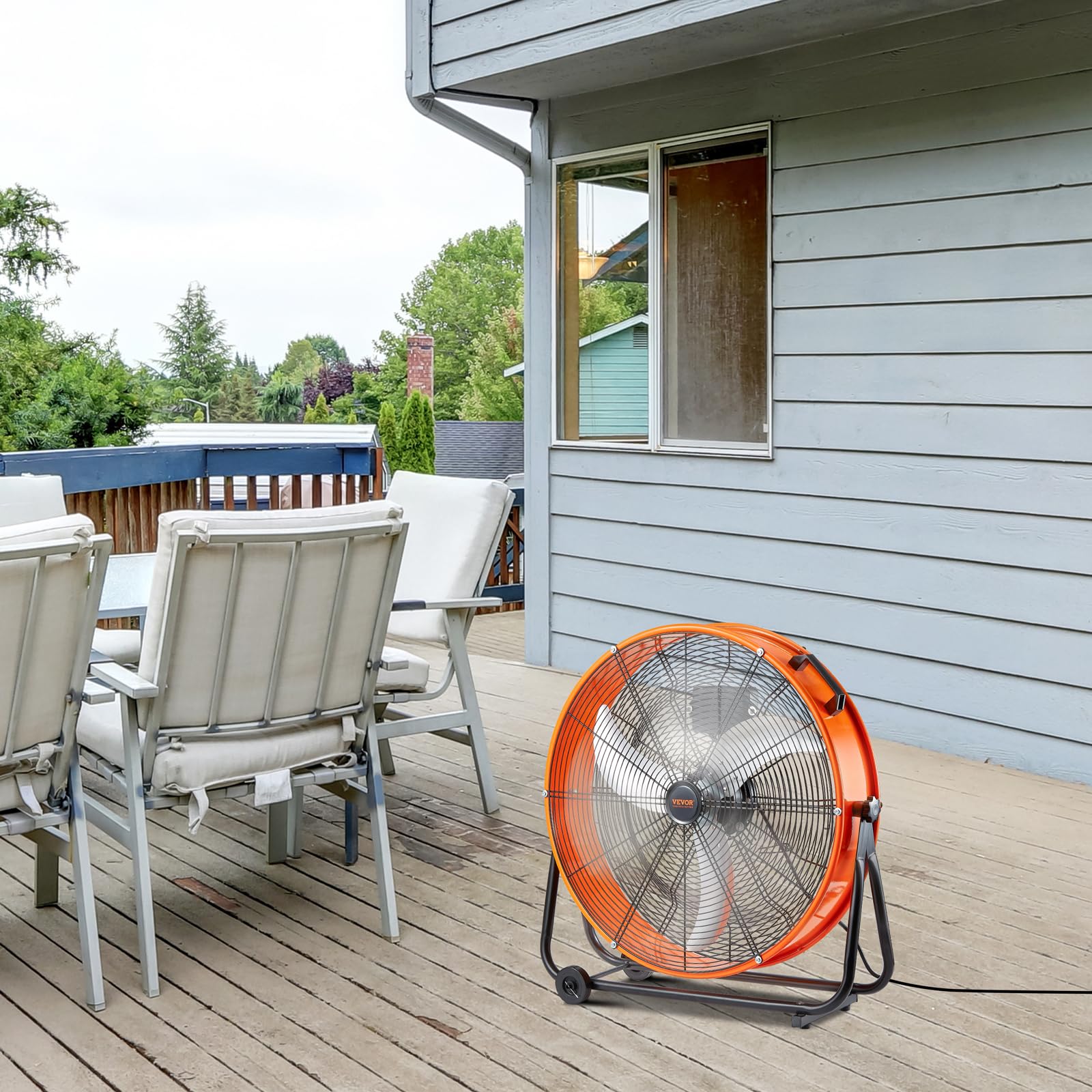 VEVOR Ventilatore a Tamburo, Ventilatore per Officina Industriale ad Alta Velocità 609 mm, 7935 CFM Velocità Continuamente Variabile con Inclinazione Regolabile a 360°, Ventilatore per Uso Commerciale
