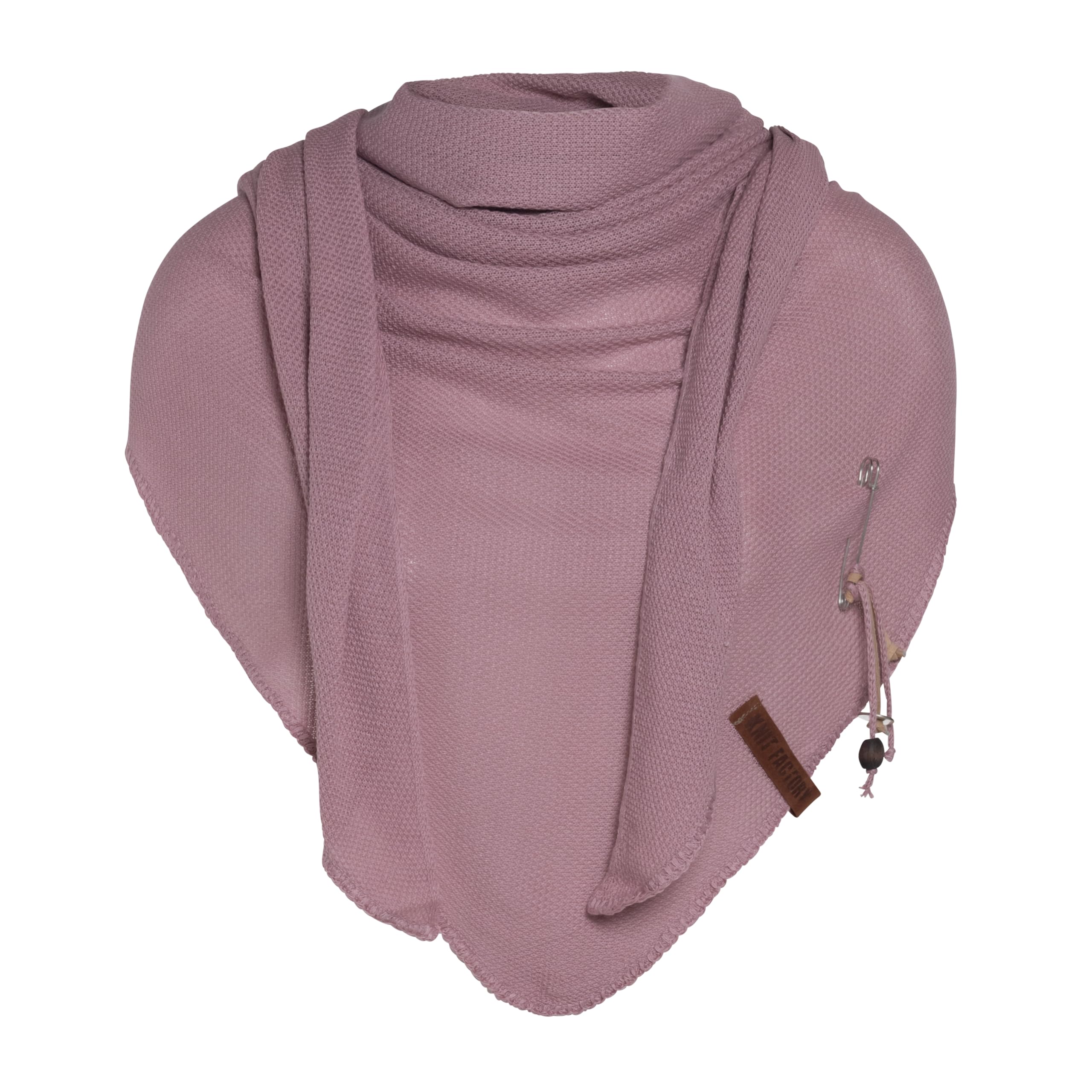 KNIT FACTORY - Lola Dreieckstuch - Fein Gestrickter Damen Schal - Tuch Schal - Für Frühling und Sommer - Baumwollmix - Alt Rosa - 190x85 cm
