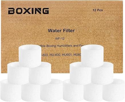 Boxing 12-Pack Top Fill Humidifier Replacement Filters, Capture Particles, Improve Humidification Efficiency, Prevent Leaking Caused by Impurities, Extend Lifespan of Humidifier HU-802, HU-602