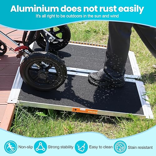 Miniatura 4 de KOLO - Rampa portátil para silla de ruedas de 4 pies y 800 libras de capacidad para el hogar, rampas para escalones, rampas de aluminio
