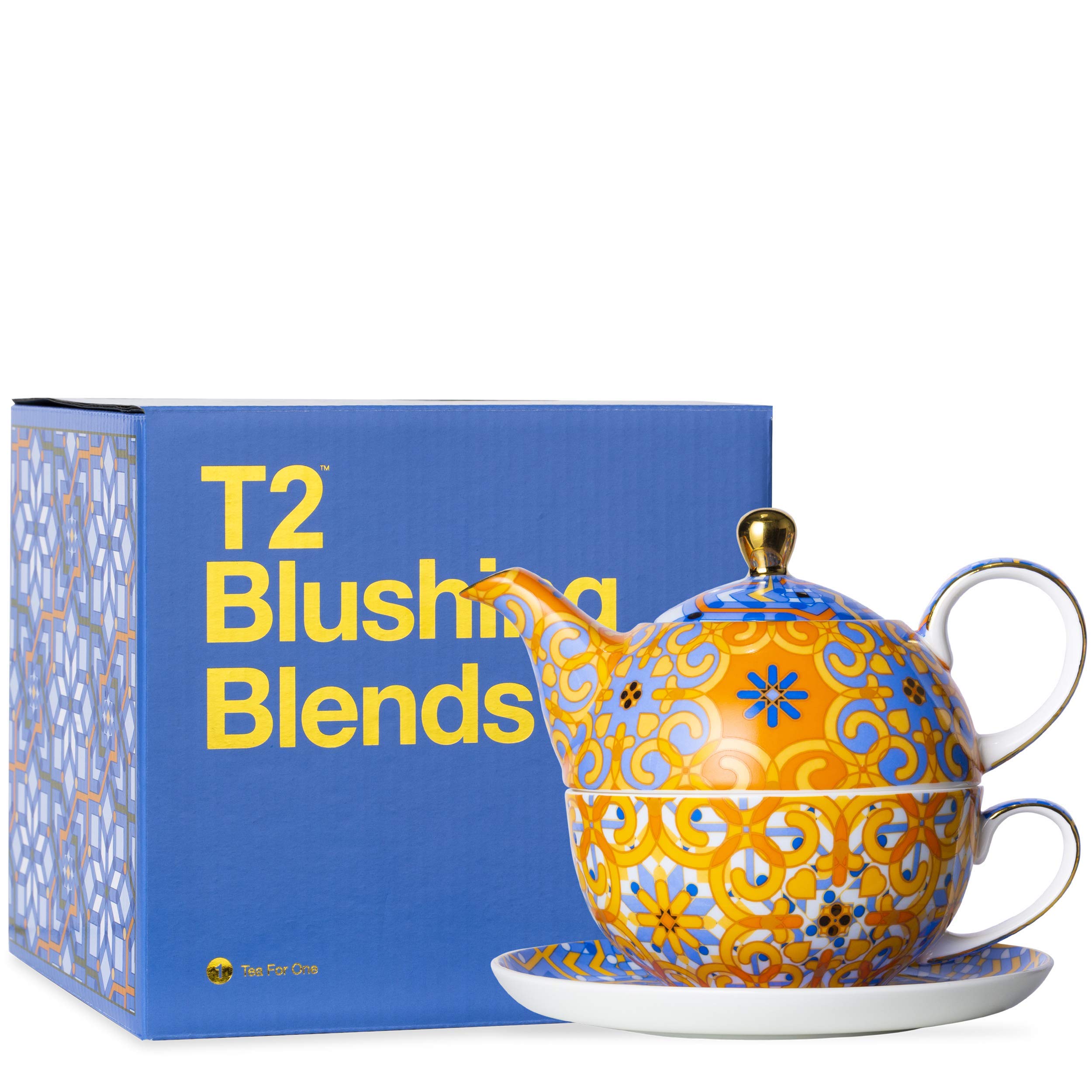T2 Tea- Boxed Blushing Blends Fine Bone China Tea for One Set, Blue, large (H210ZZ354)