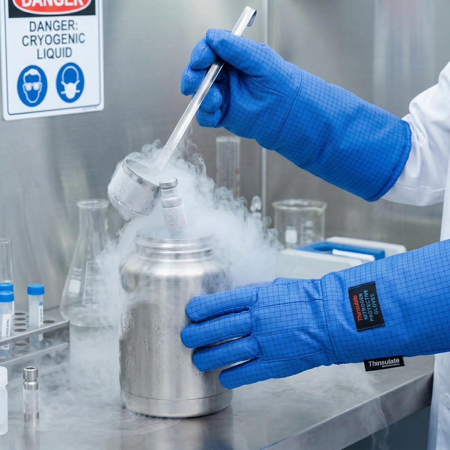 -196°C/-320°F Cryogenic Gloves, Anti-Static Liquid Nitrogen & Dry Ice Handling Safety Work Gloves for Extreme Cold