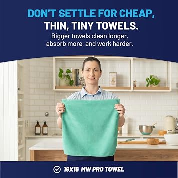 Microfiber Wholesale 16 x 16 Pro Multi Surface Microfiber Towels Bulk | Case: 216 Qty (Green)