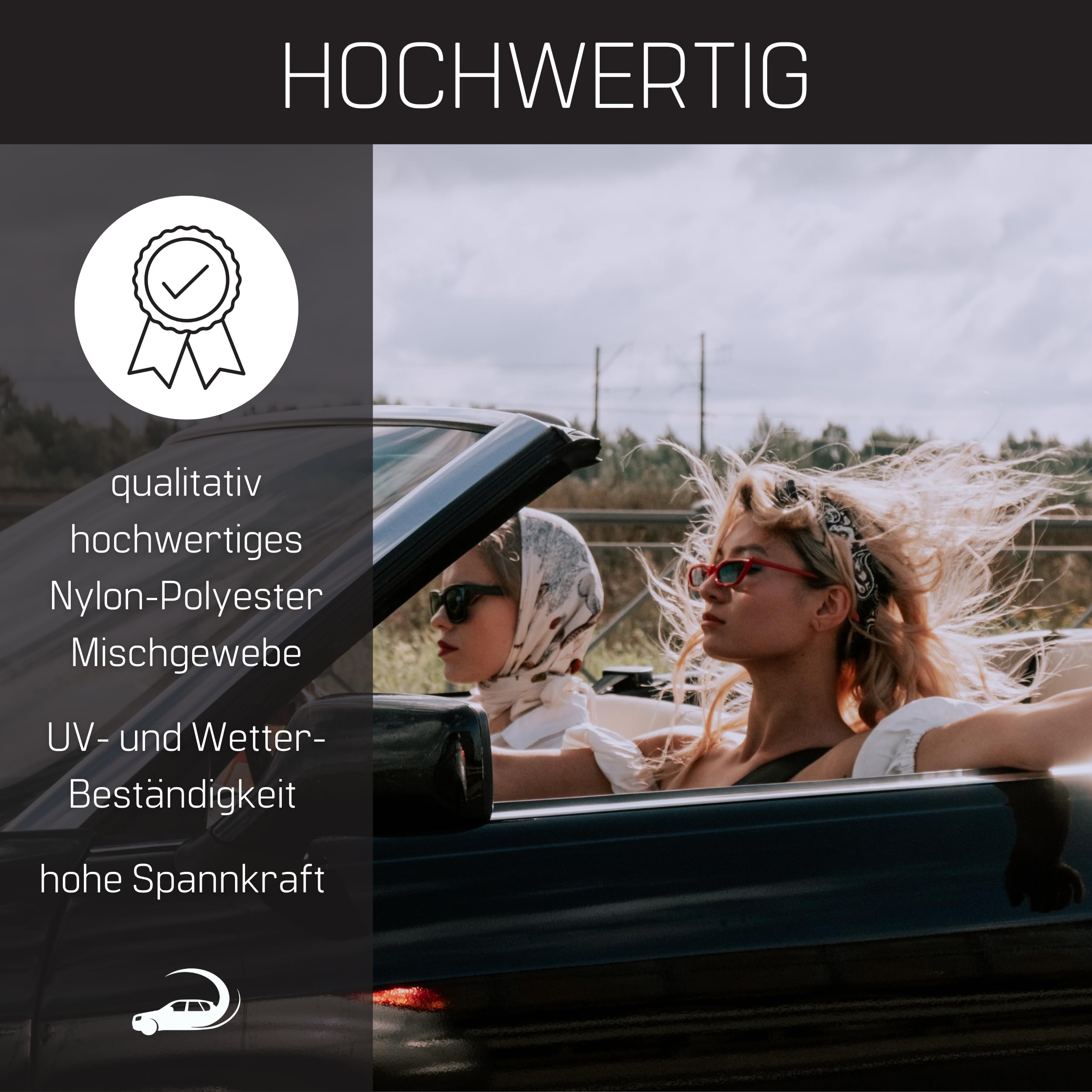 Windschott kompatibel mit BMW E93 Baujahr 2006-2013 (Schwarz) – Windschott Universal mit Schnellverschluss ohne Tasche
