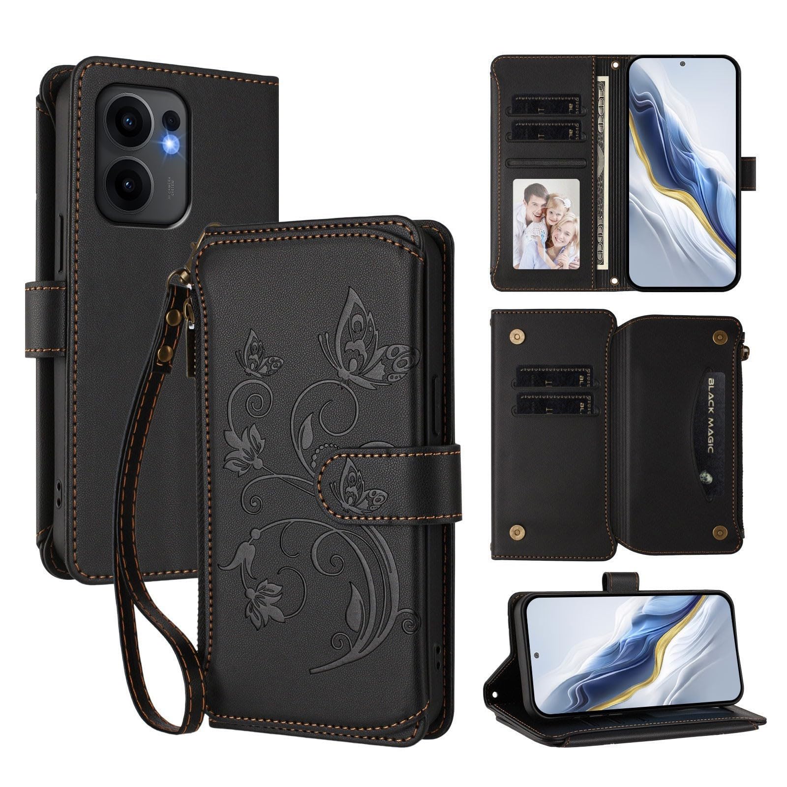 Étui en cuir arbre papillon haut de gamme Oppo Reno 11 F 5G - 8
