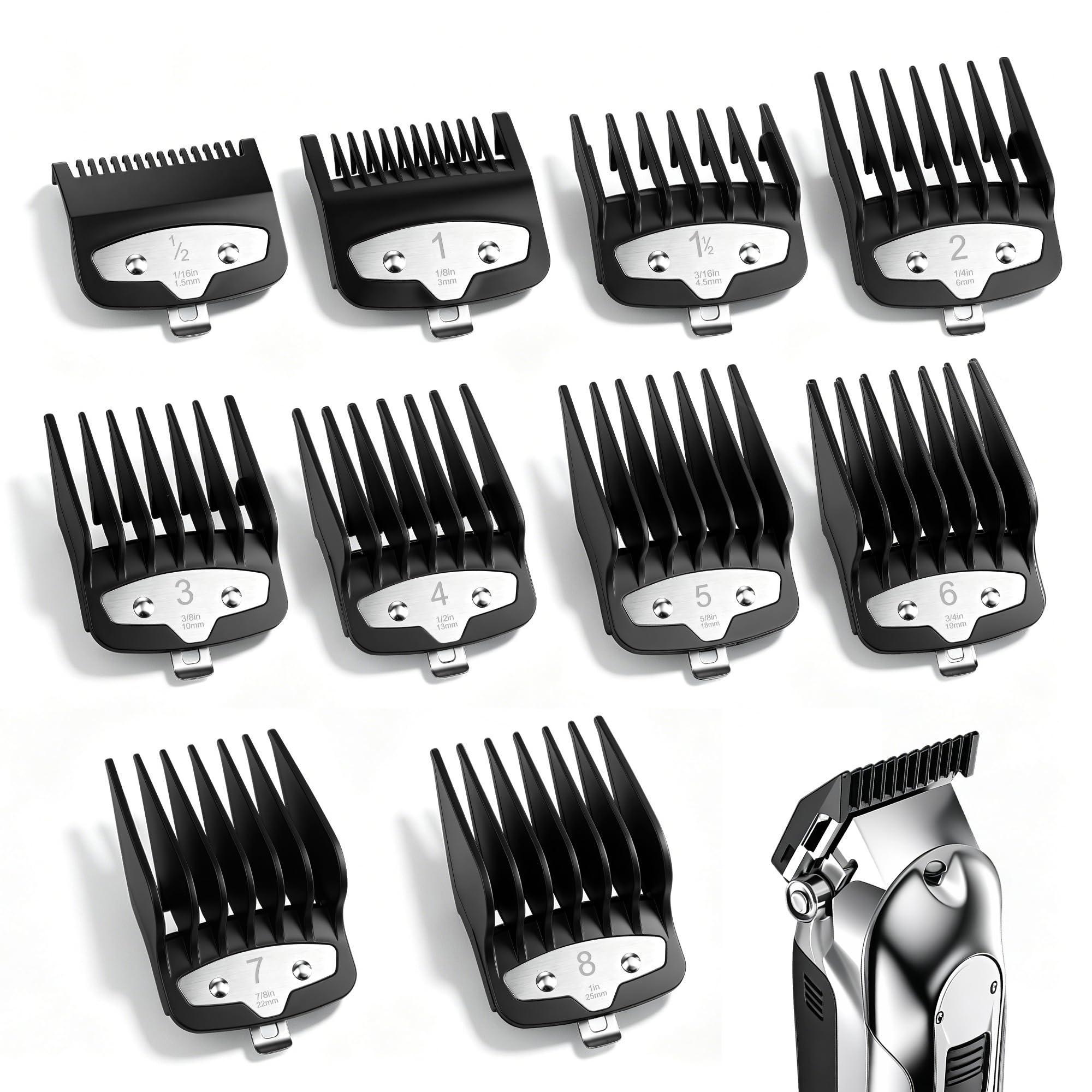 10PCS Professional Clipper Guard Set for Wahl Most Clippers (1.5-25mm)