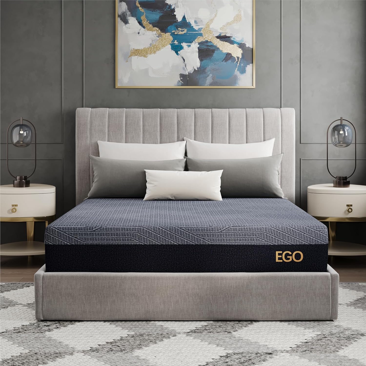 MLILY EGOHOME 14 Inch Hybrid Queen Size Mattress, Memory Foam Pocket Spring Mattress for Cooling Sleep, Bed in a Box, CertiPUR-US Certified, Pressure Relief, 60x80x14 Black