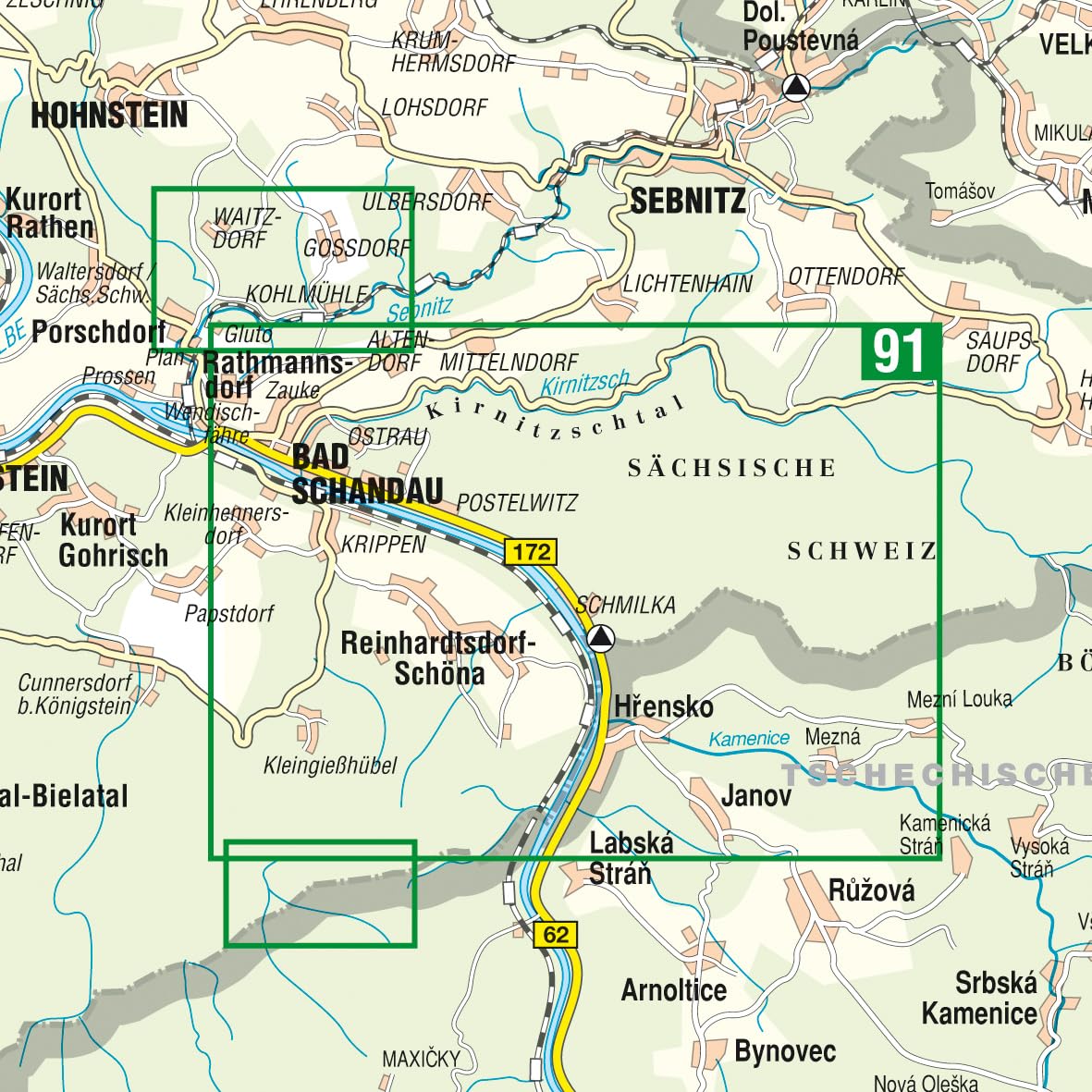 Hintere Sächsische Schweiz Blatt 1 - Schrammsteine, Affensteine, Zschirnsteine: Wander- und Radwanderkarte . 1:15000 GPS-fähig wetterfest, reißfest