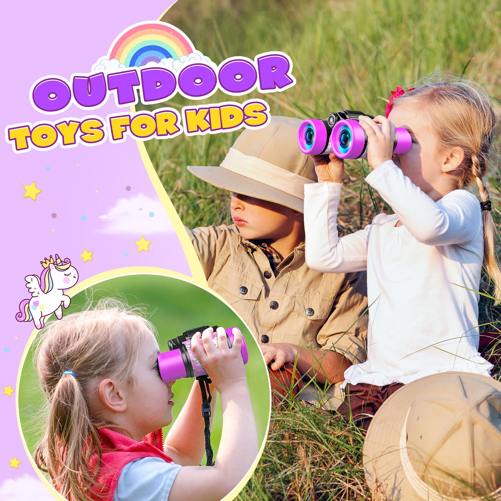 Dromlag Regalo Bambino 4-8 Anni,Binocolo Bambini Giochi Bambini 5-8 Anni Unicorno Bambina Regalo Telescopio Bambini Cannocchiale Bambini 4 5 6 7 8 Anni Maschio