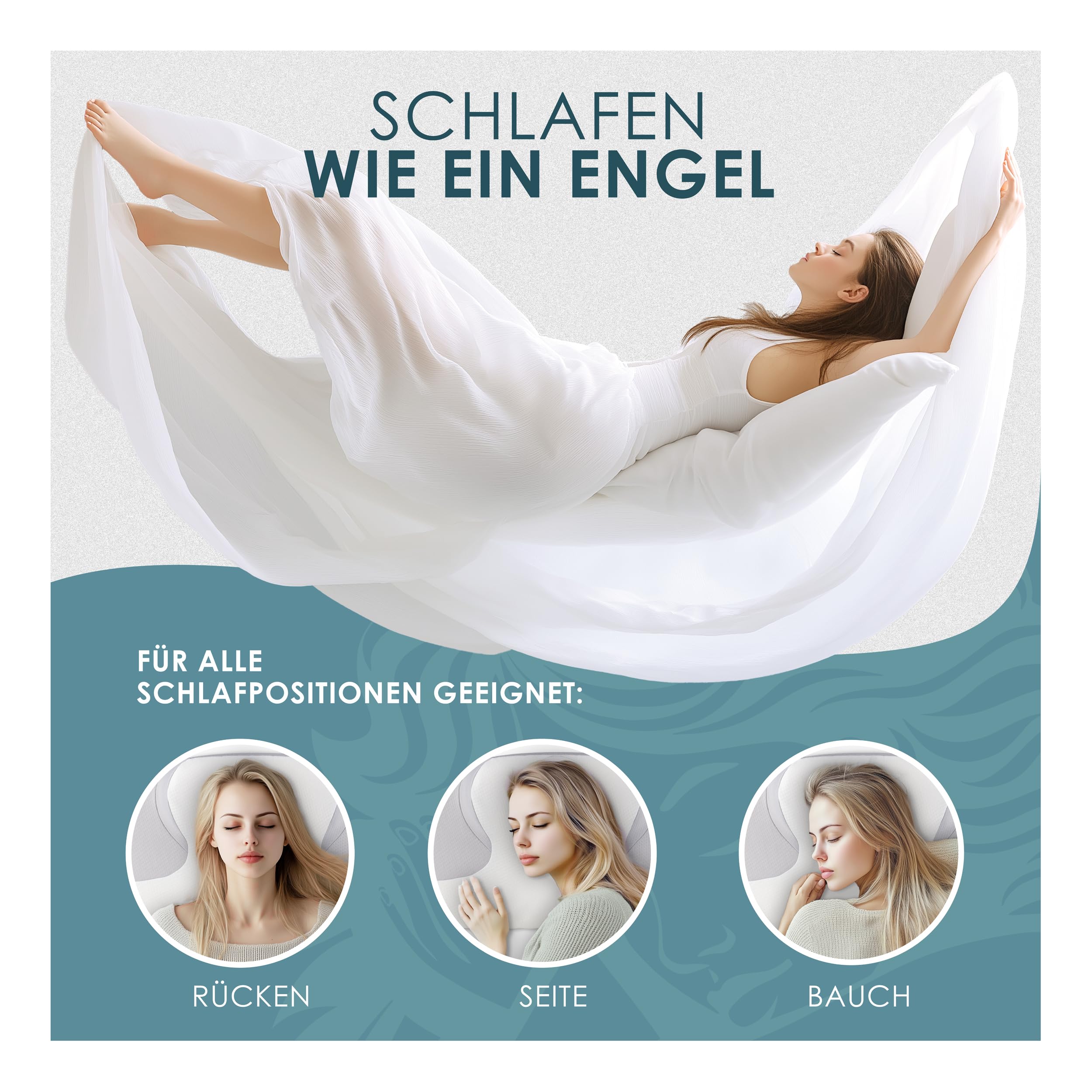 Almohada ortopédica de espuma viscoelástica IGR, 1 unidad | Almohada ergonómica antironquidos, certificado IGR, para todo tipo de sueño