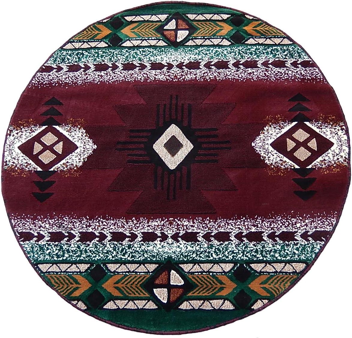 KJGRUG Arizona Apache Southwestern Burgundy 7x7 Area Rug