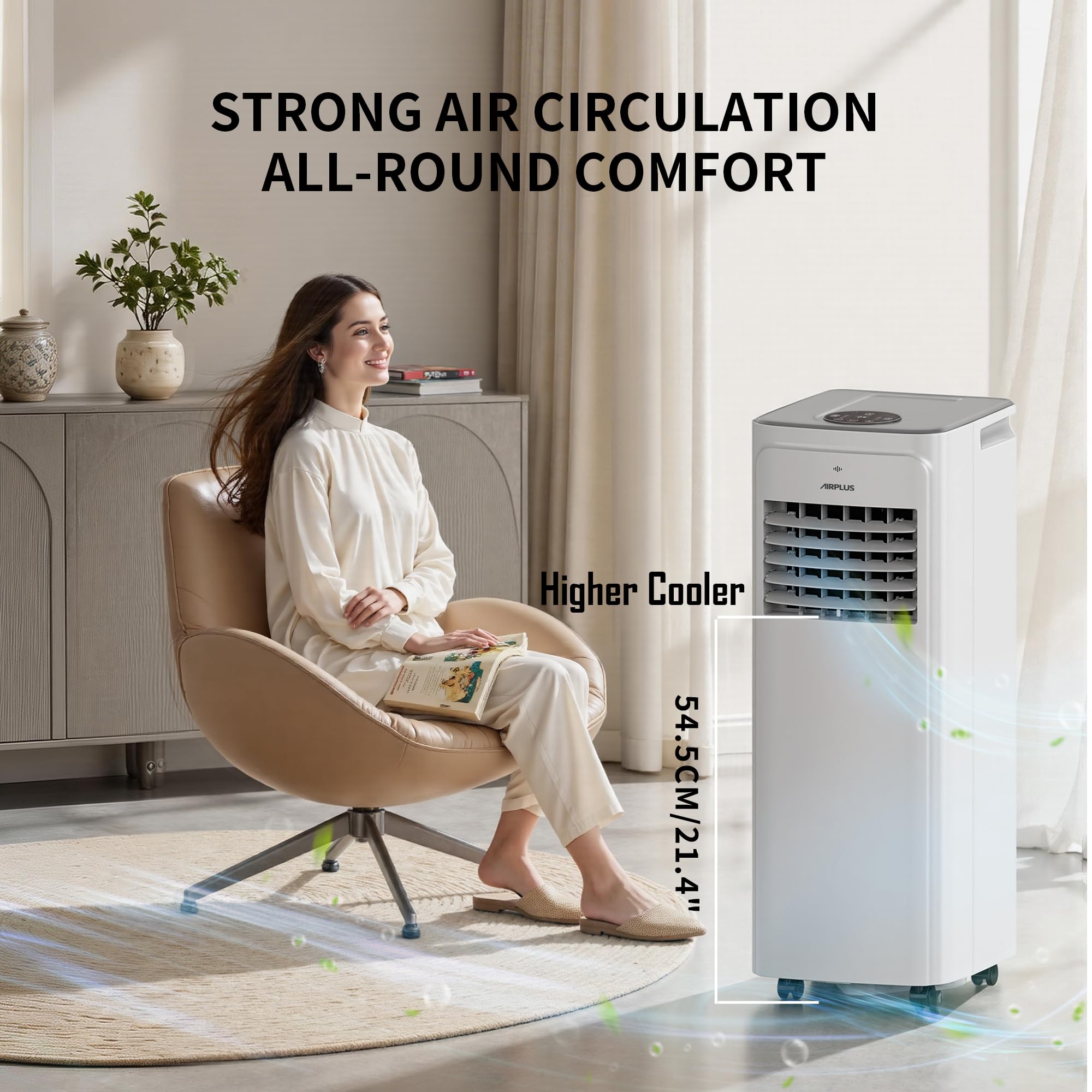 3-in-1 tragbarer Klimaanlage mit einer Leistung von 12.000 BTU – ELECCI Mobile Air Conditioning: Kühlfunktion, Entfeuchtung, Ventilatormodus für den Homeoffice-Bereich, Klimagerät mit 24-Stunden-Timer