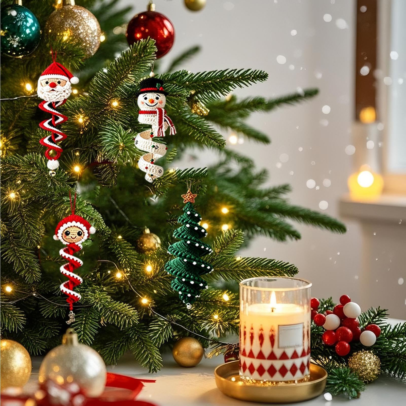 Genérico Kit Crochet Navideño Espirales para Pared del Hogar Festivo
