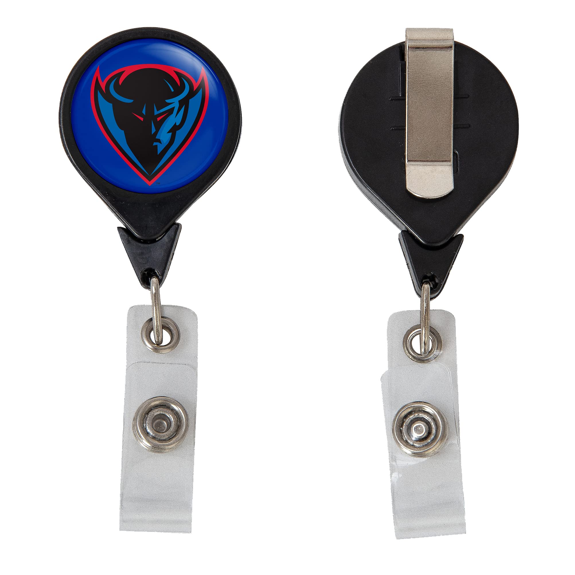 Desert Cactus DePaul University Retractable Badge Holder Blue Demons ID Reel with Ticket Clip for Lanyard, Work, School & Office Access