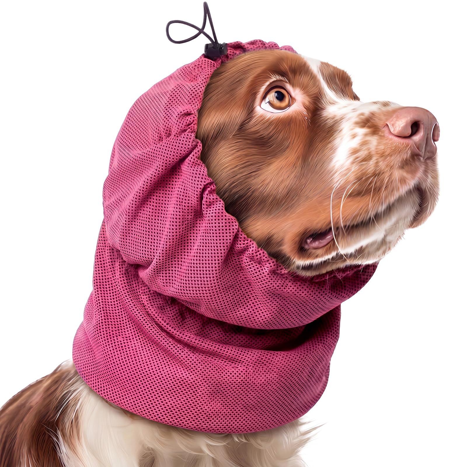 Felpa con cappuccio rinfrescante per cani e gatti, protezione dell'udito rinfrescante, protezione dal rumore per cani, per ematomi auricolari, paraorecchie per cani (rosso rosa, S)