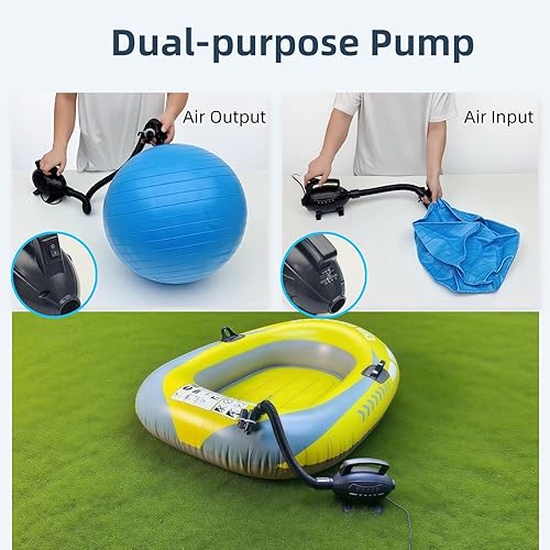 Miniatura 3 de Bomba de aire eléctrica con 5 boquillas desmontables de 600 W, bomba de inflado de alta potencia, bomba de colchón de aire de 510 Lmin, inflado