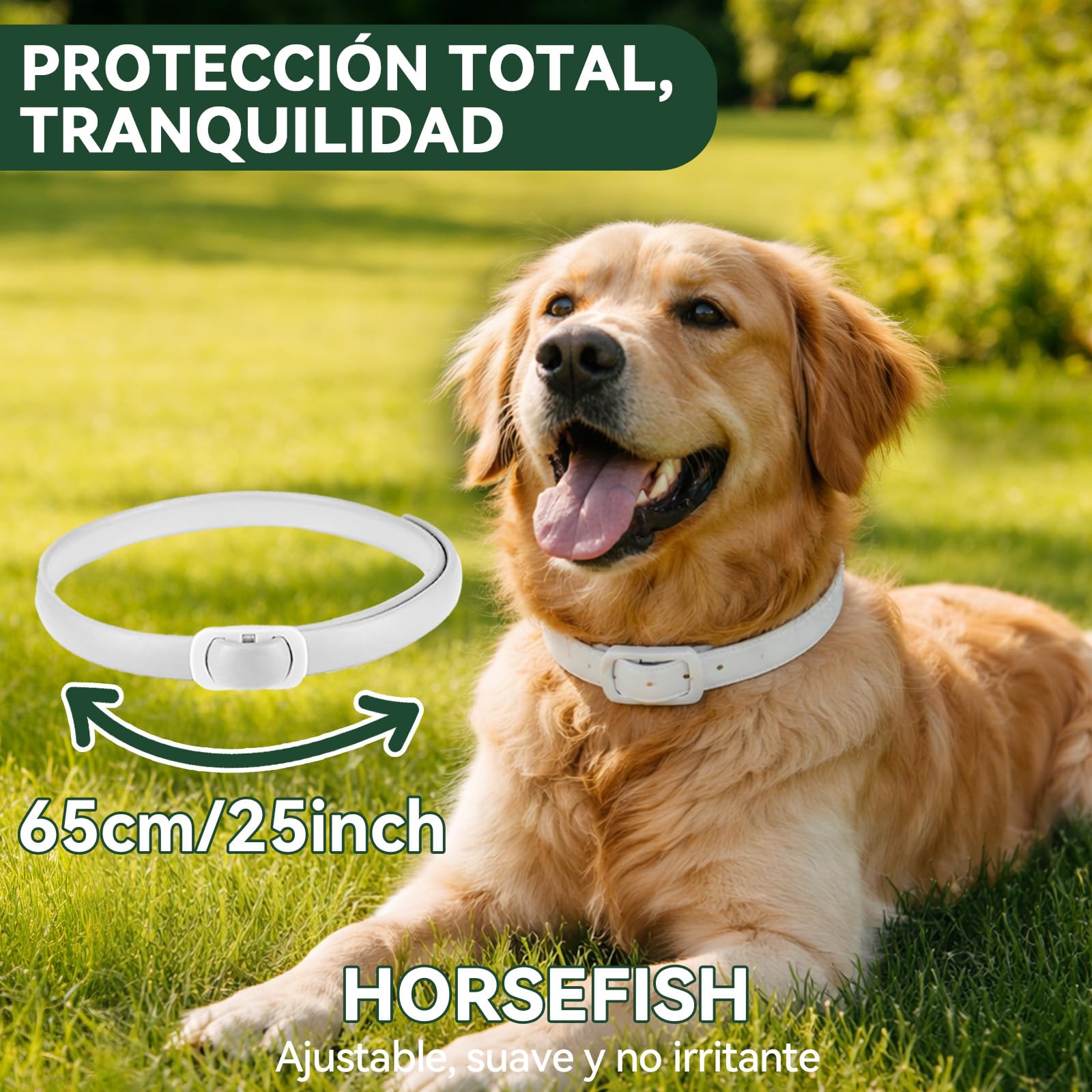 Collar Antiparasitario Perros, Protección Efectiva Collares Antiparasitarios para Perros, 100% Natural, Impermeable, Adjustable, Collar Antipulgas Perros para Pequeños, Medianos y Grandes,65 cm — view 9
