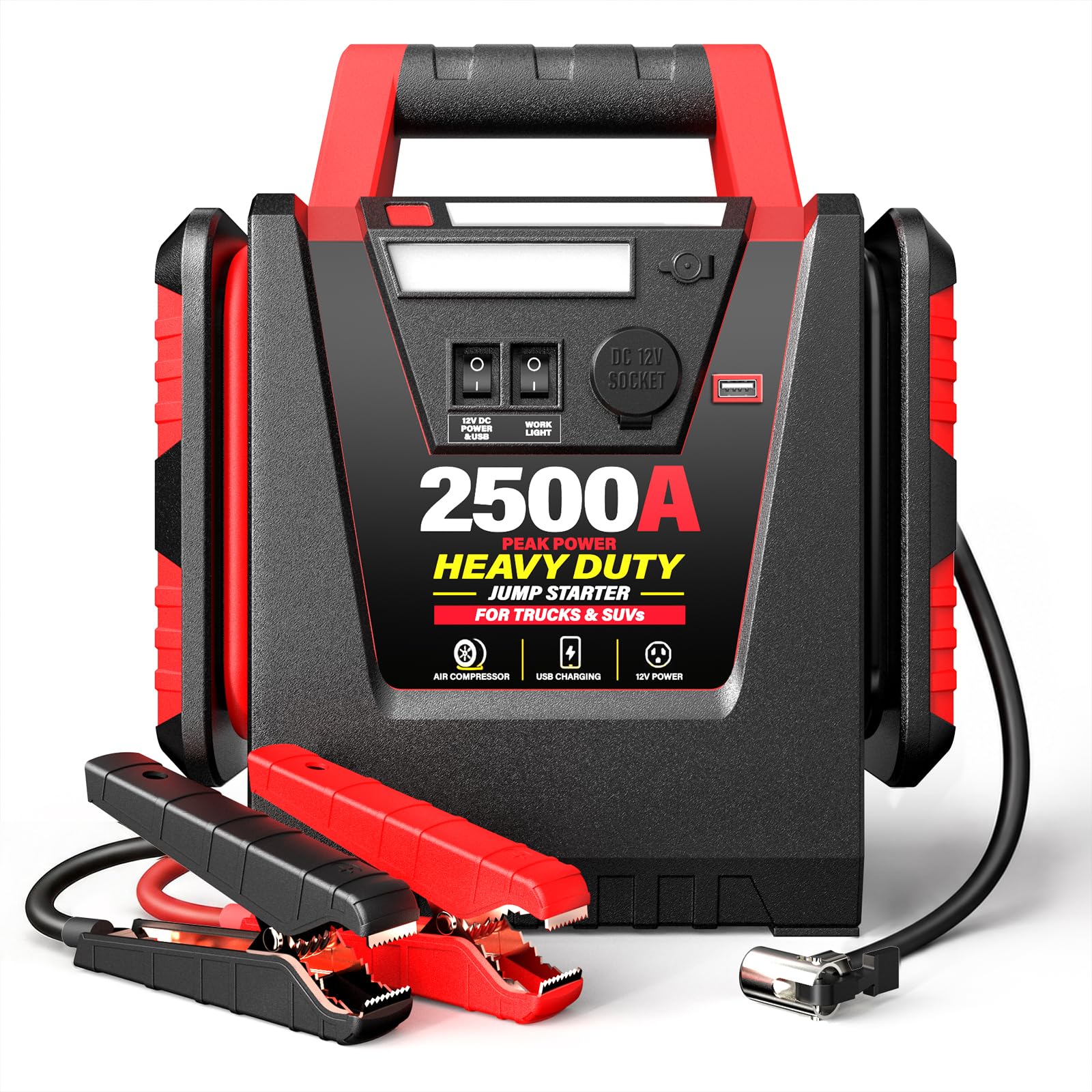 battery boost box MyAnts 2500A Peak Car Jump Starter with 150PSI Air Compressor, 12V Jump for Car, Truck, SUV (Up to 8.0L Gas/Diesel Engines), 20000mAh Portable Power Pack with DC/USB, 500LM Work 20C to 60C Safety Gift Energy [Reverse Holo] Condition:(2) cards printable