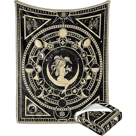GOOMI Cancer Zodiac Blanket, Cancer Zodiac Gifts for Women Moon Constellation Witchy Gothic Throw Blanket 60