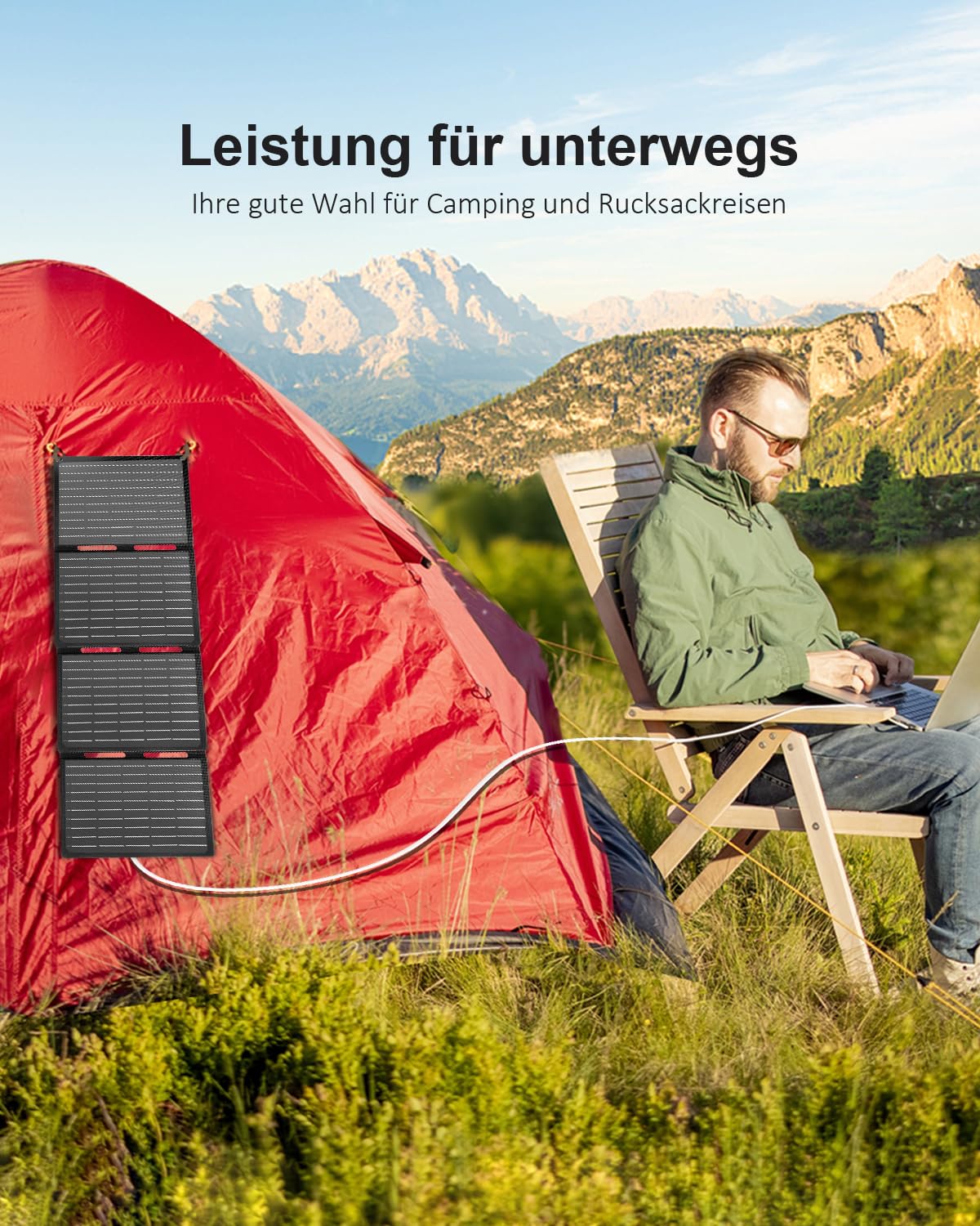 ELECAENTA 40W ETFE Solar Ladegerät Faltbar Solarmodul 3-Port, 18V DC/USB/USB-C PD30W, Tragbare Solarpanel Ladegerät IP68 Wasserdicht für iPhone, Andriod Handy, Tablets, Powerstation