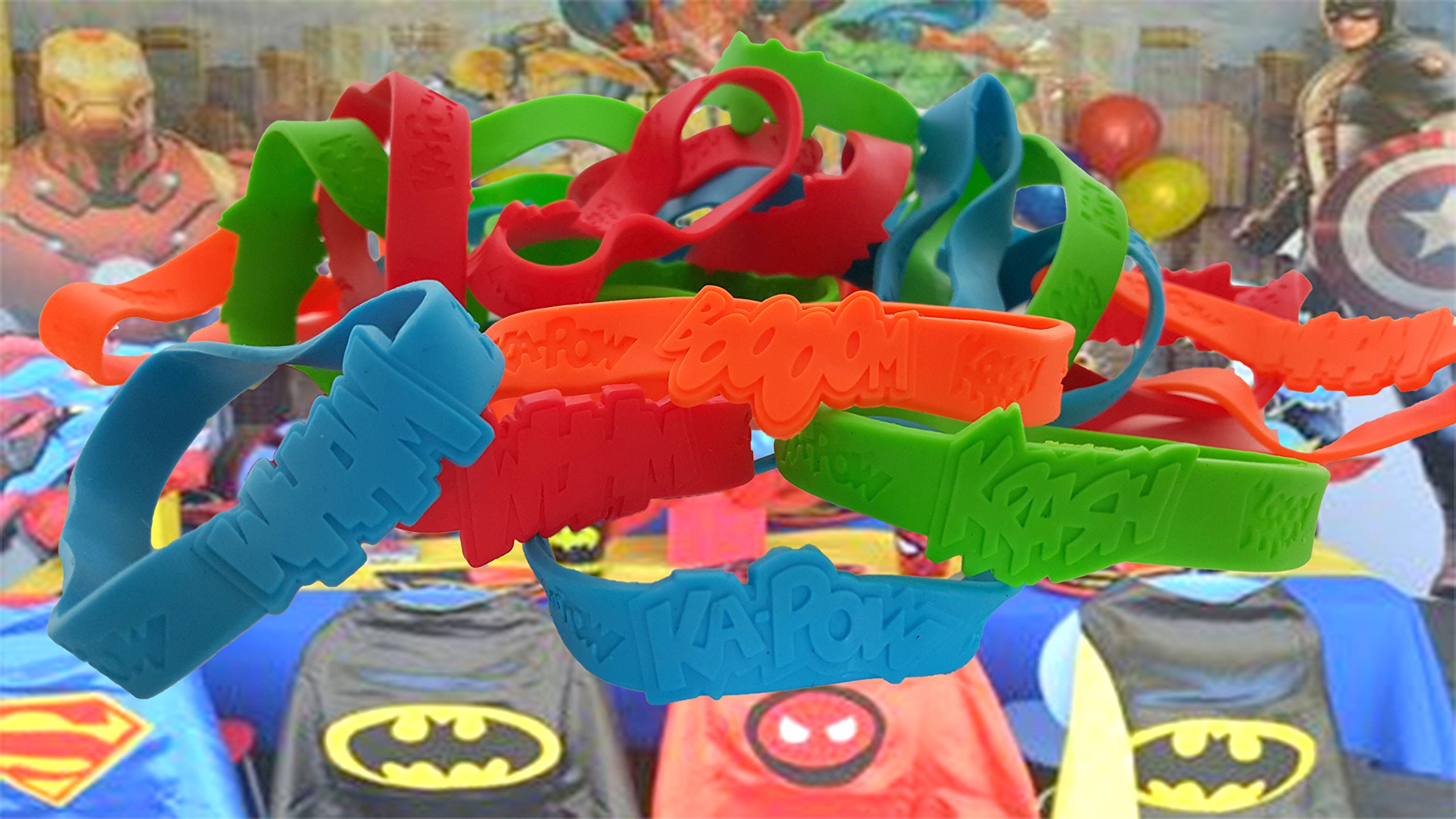 Dondor 'SUPERHERO' Rubber Bracelets For Children (SUPERHERO - 48 Pack)