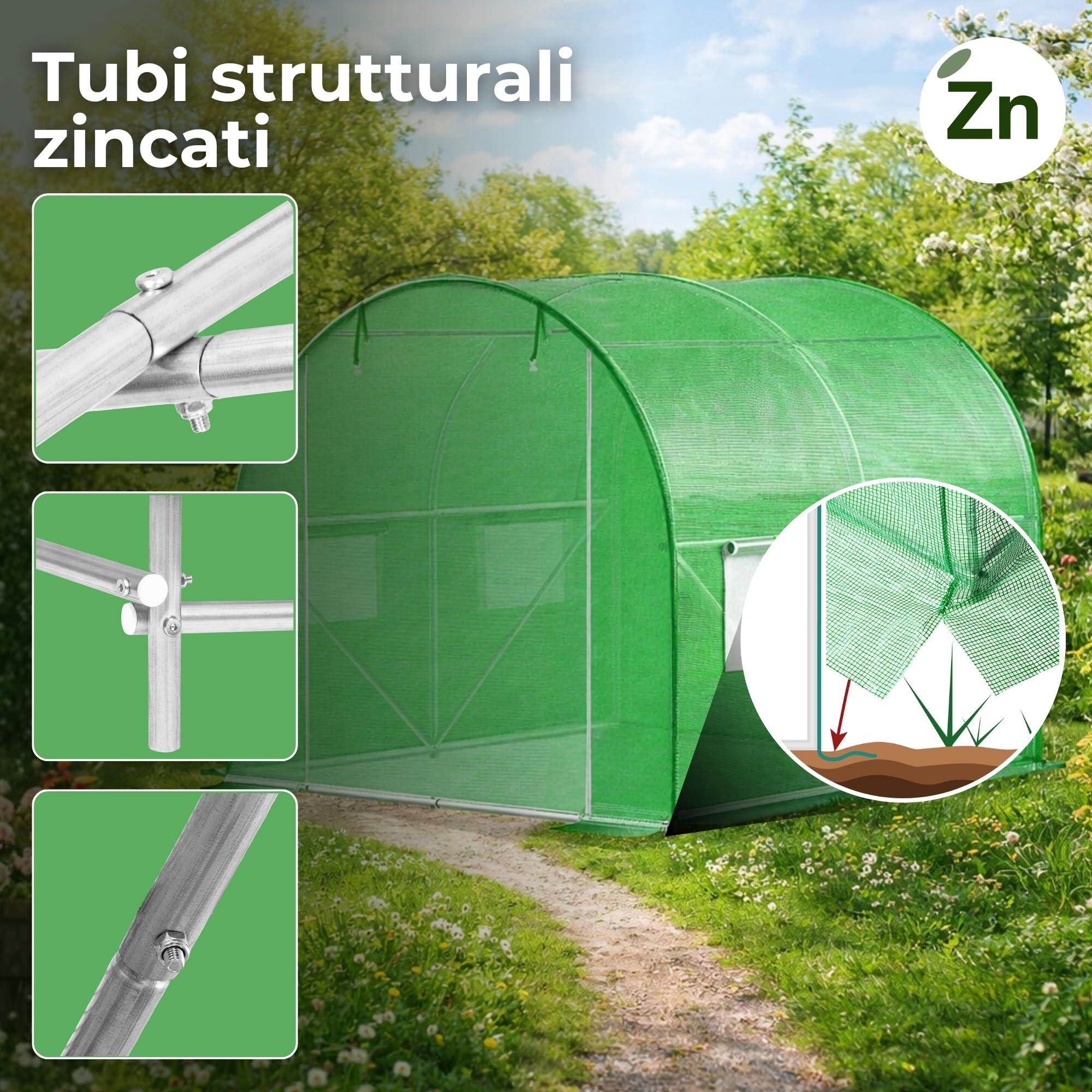 SPRINGOS serra con tetto ad arco 200 x 200 x 200 cm
