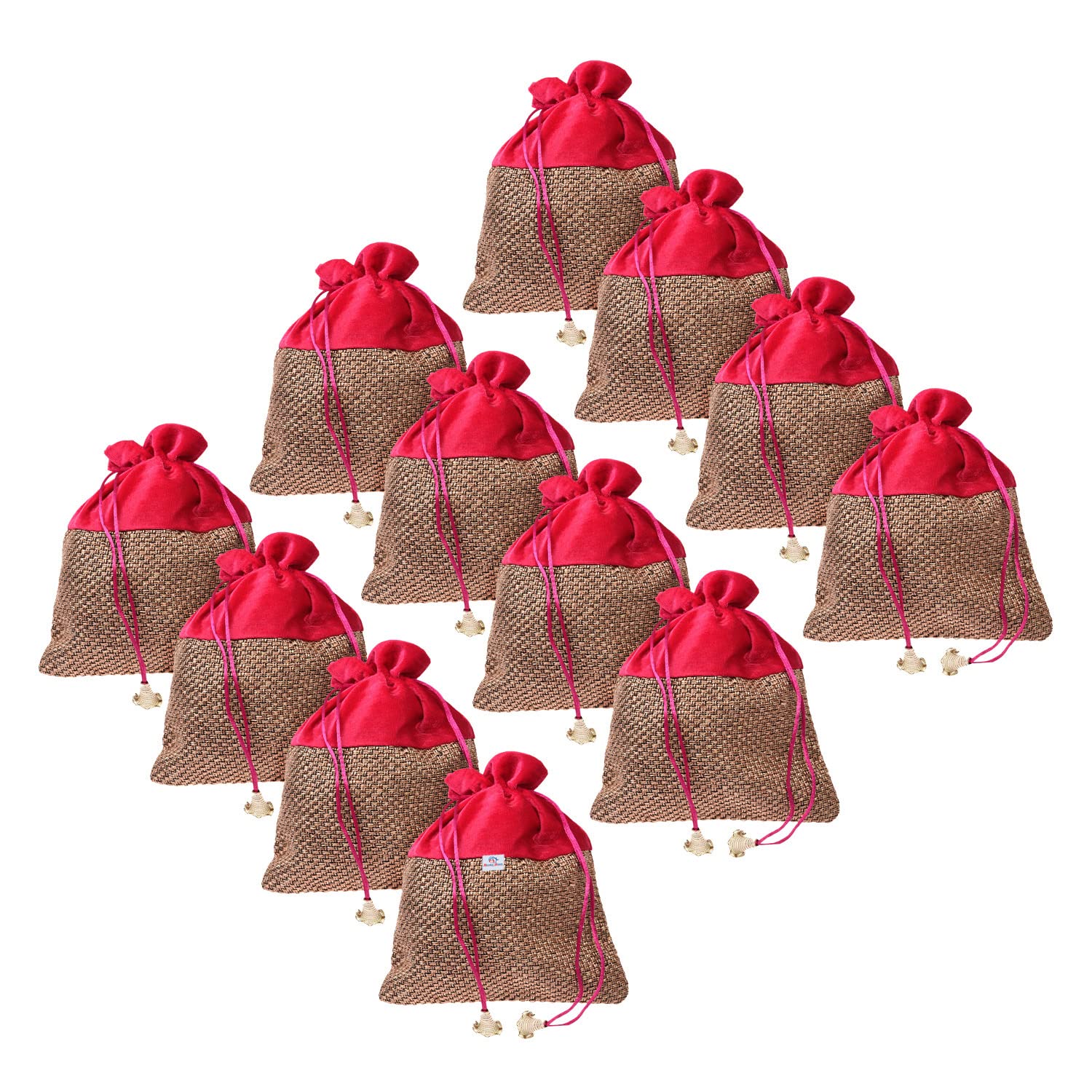 Heart Home Potli | Jute Fabric with Velvet Coated | Wallet Potli | Traditional Indian Drawstring Bags for Wedding | Shagun | 7x9 Inch | Pack of 10 | Rani (B0C37B4BL9) Amazon Price History, Amazon Price Tracker