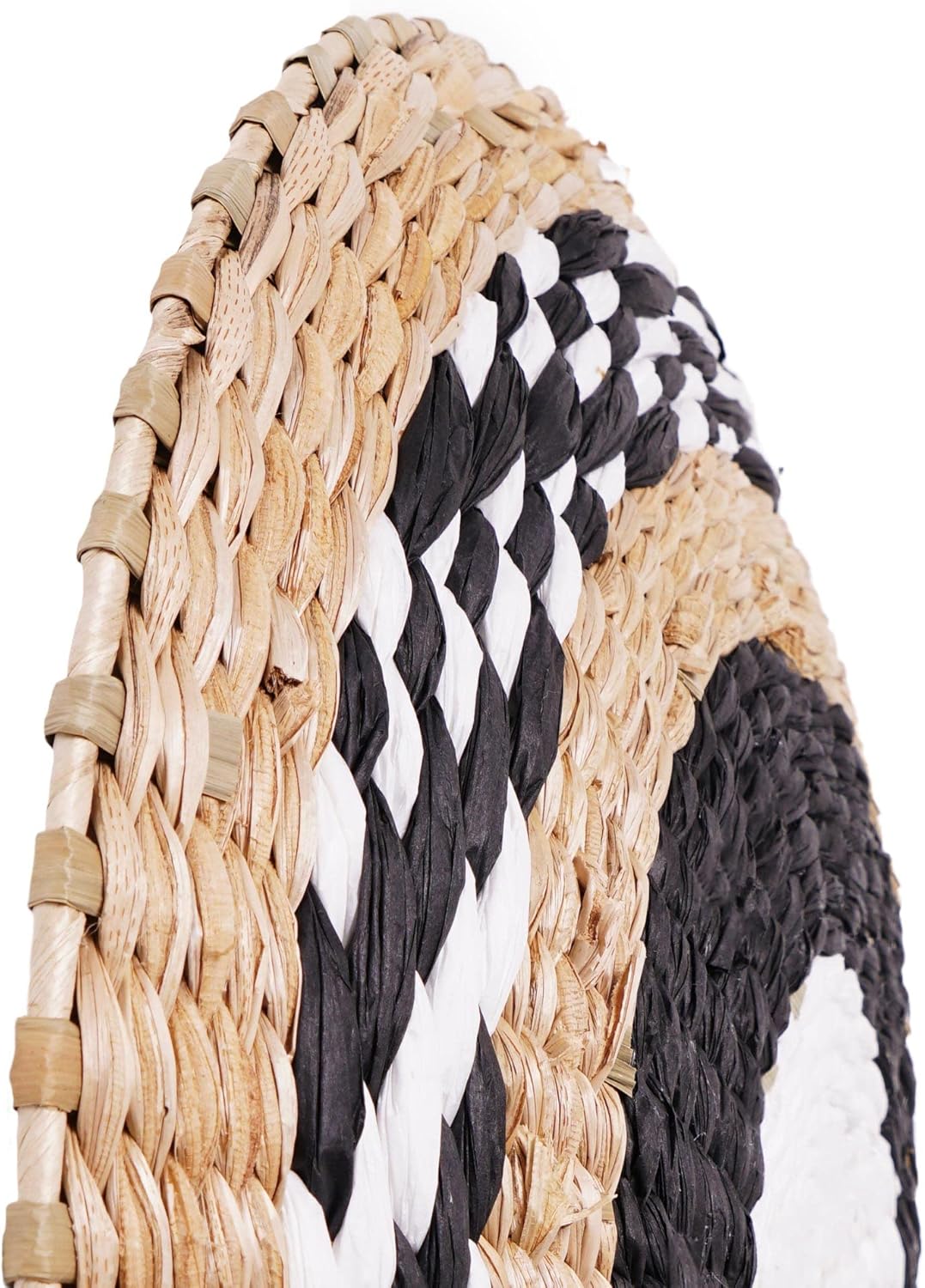 American Art Decor - Woven Seaweed Hanging Wall Basket- Black, Natural, White