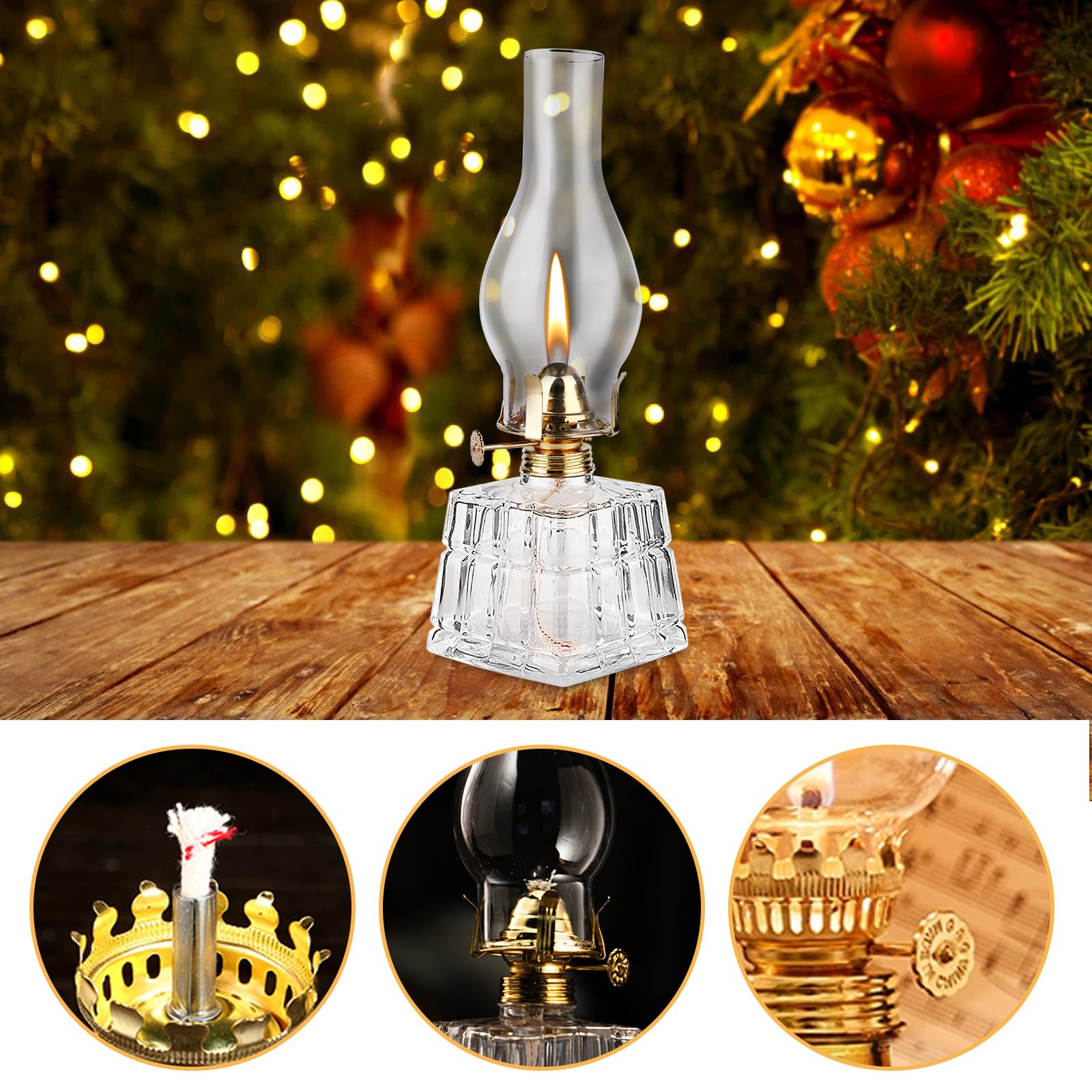 Lampe à Pétrole Vintage En Verre Transparent - Grande Capacité - Pour