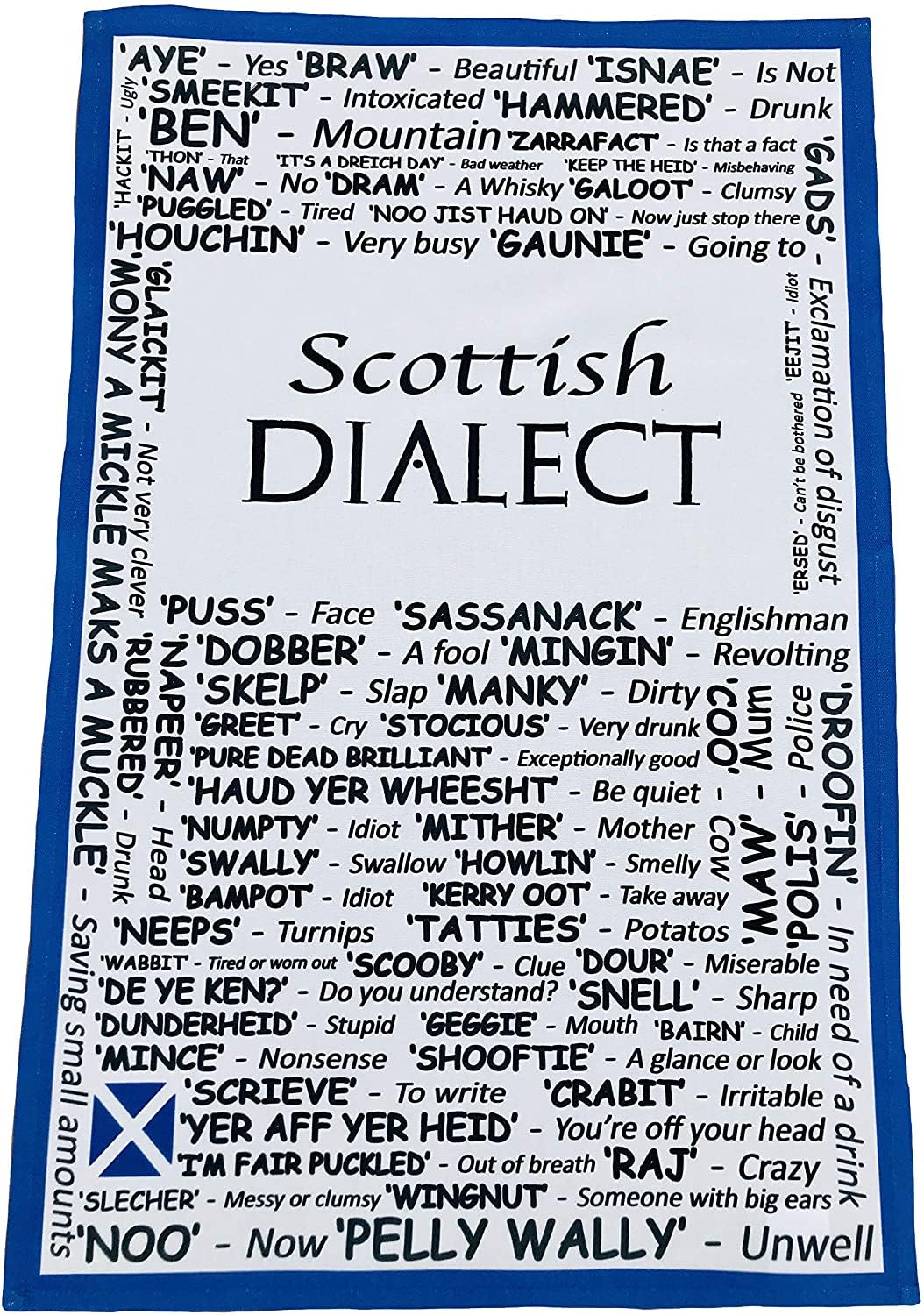 D&A Gifts Scottish Dialect Tea Towel 100% Cotton - Great Scottish Gift - Scotland Gift - SCT-TT