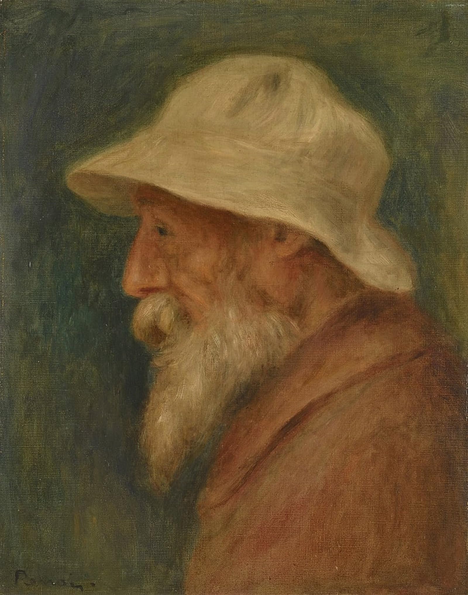 Serendipitp No Frame Vintage Picture Print On Canvas Wall Art Poster Self Portrait With White Hat By Pierre Auguste Renoir Artwork Print Poster For Wall Decor 60X90cm